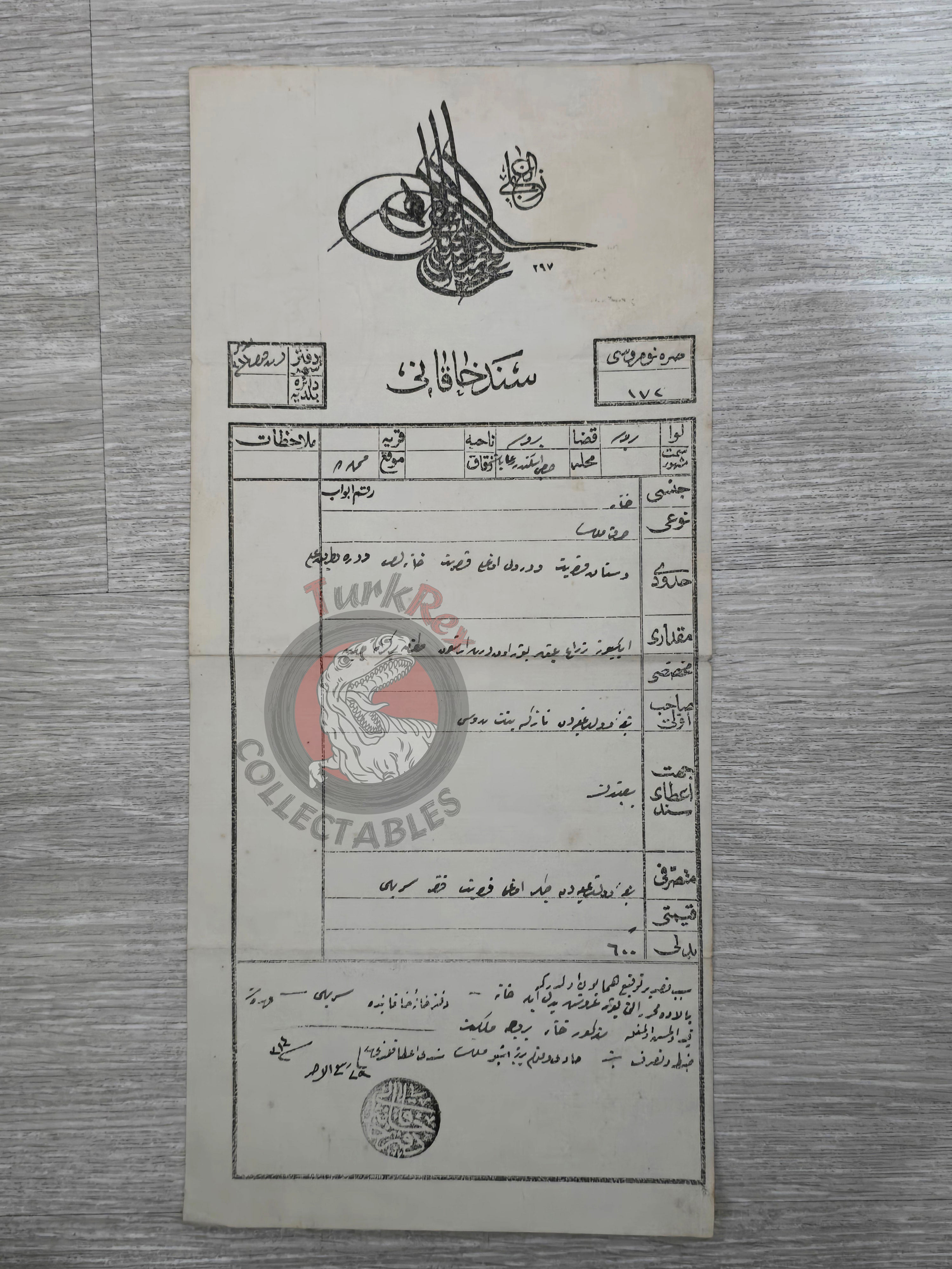 Ottoman 1896 Land Deed Residential Property in Bursa Title Deed Armenia Armenian Watermarked