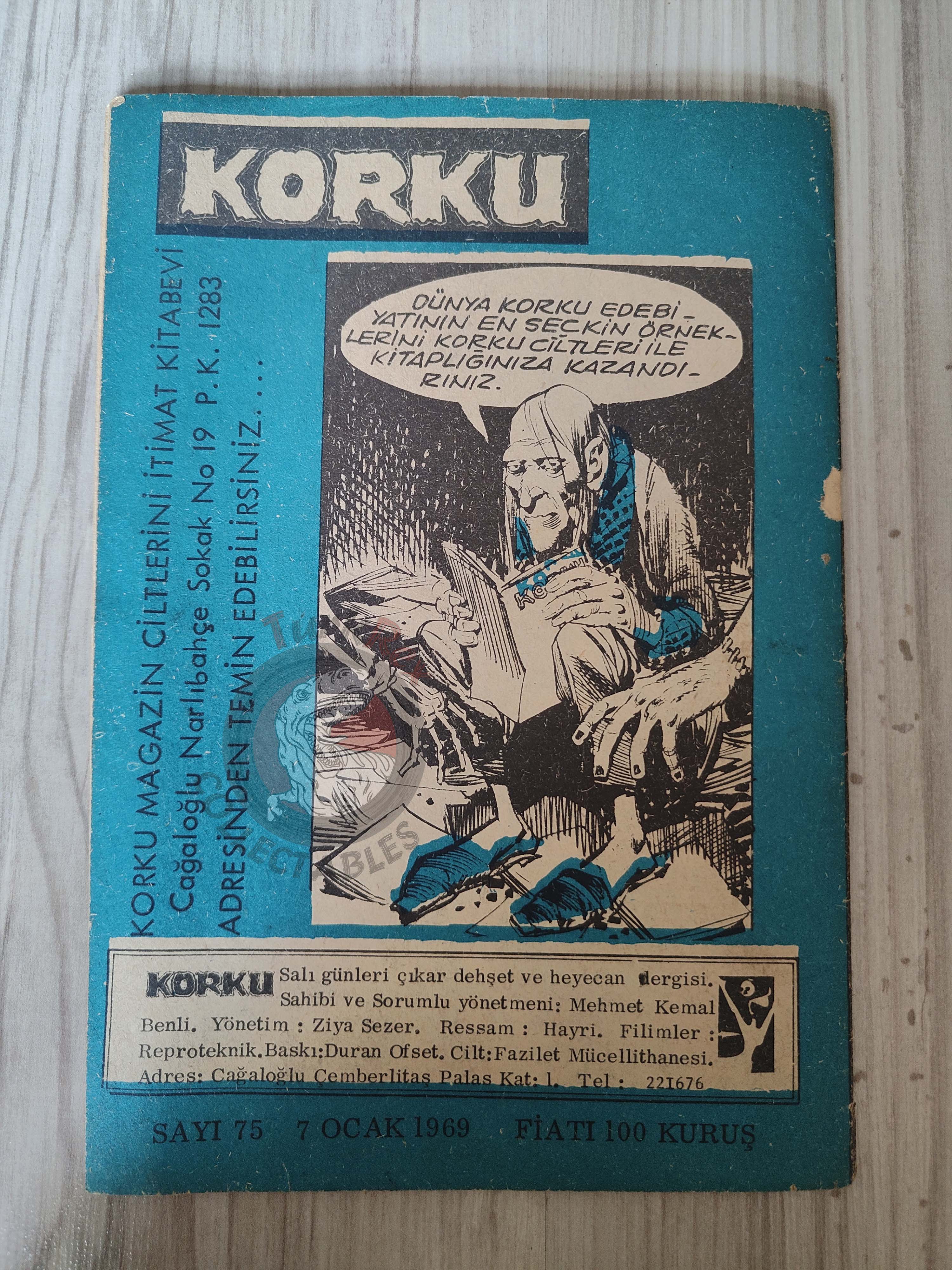 Korku Magazin #75 1969 Turkish Comic Turkey Warren Creepy Eerie Frankenstein