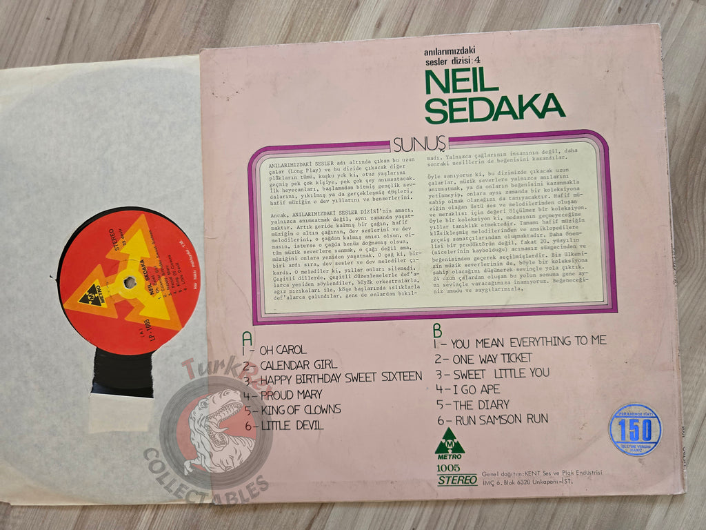 Neil Sedaka – Anılarımızdaki Sesler Dizisi 4 Turkish Pressing Vinyl Turkey Edition