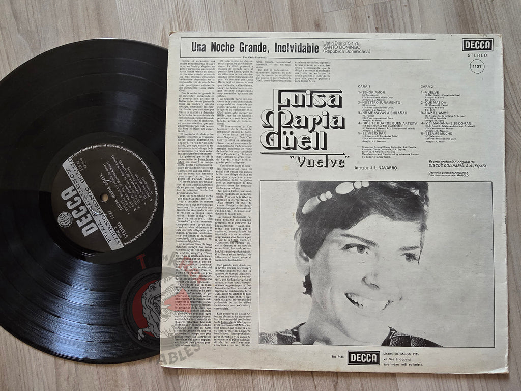 Luisa María Güell – Vuelve Turkish Pressing Vinyl Turkey Edition