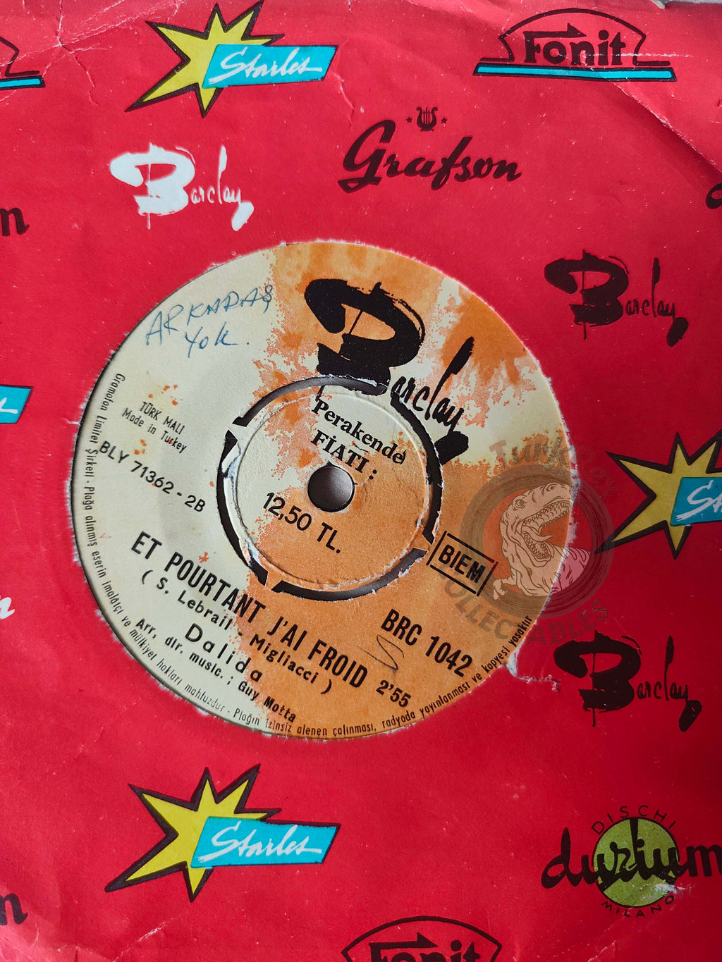 Dalida – Tire L'aiguille 7" Turkish Pressing Vinyl Turkey Edition