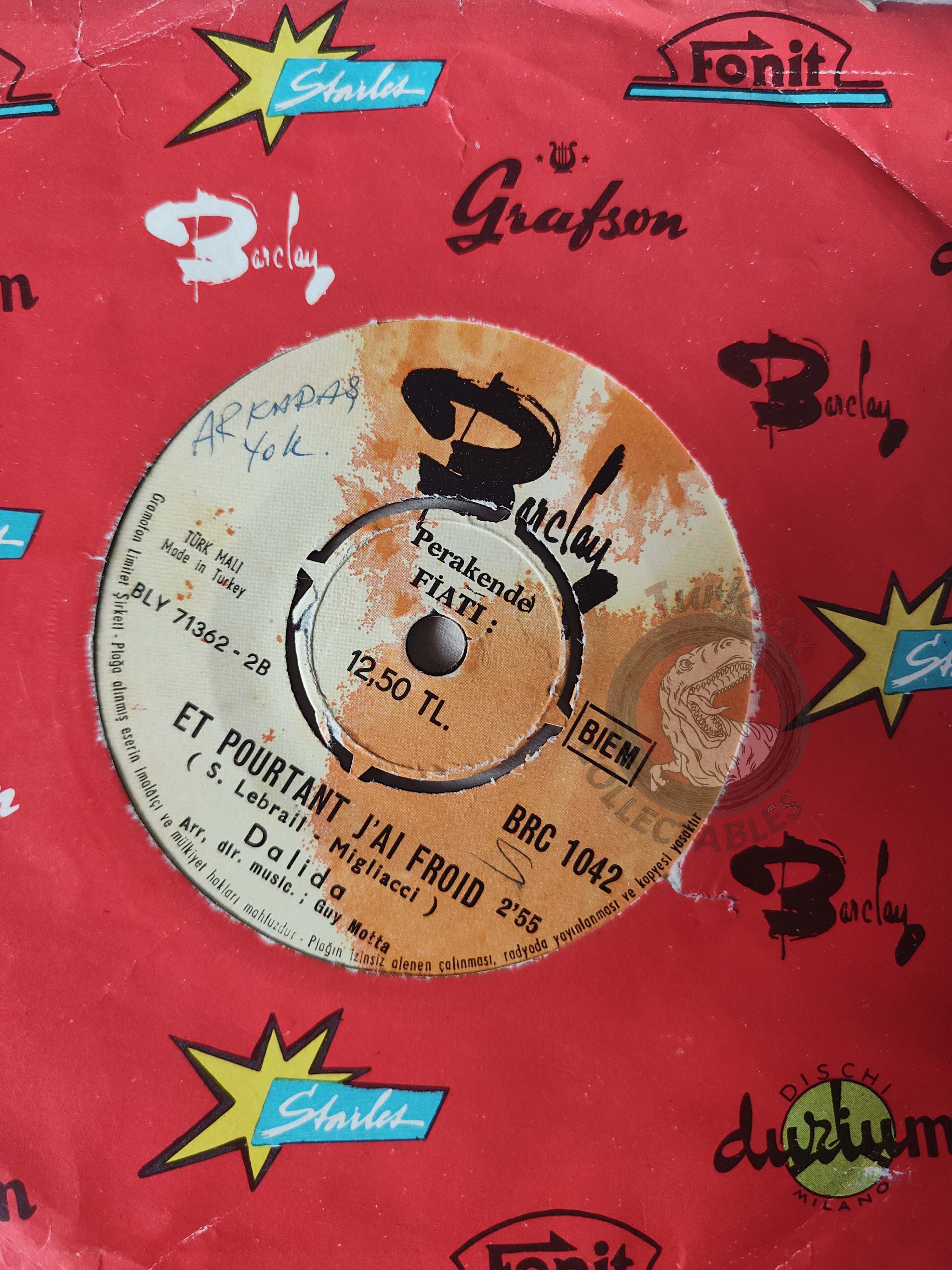 Dalida – Tire L'aiguille 7" Turkish Pressing Vinyl Turkey Edition