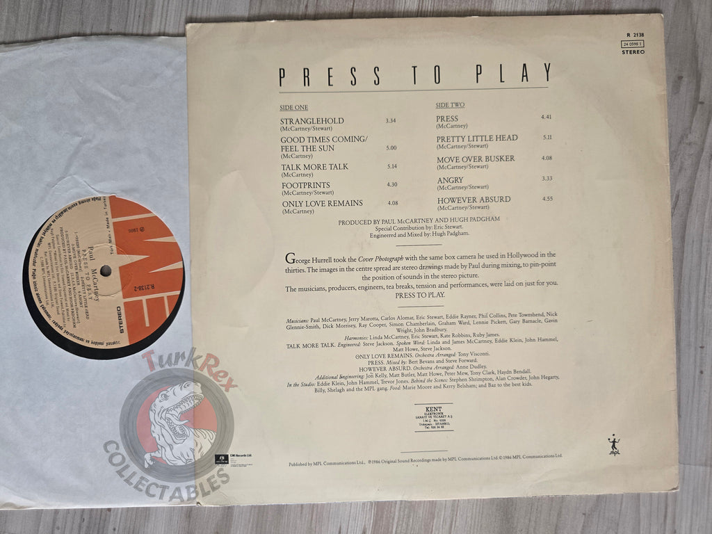 Paul McCartney – Press To Play Turkish Pressing Vinyl Turkey Edition