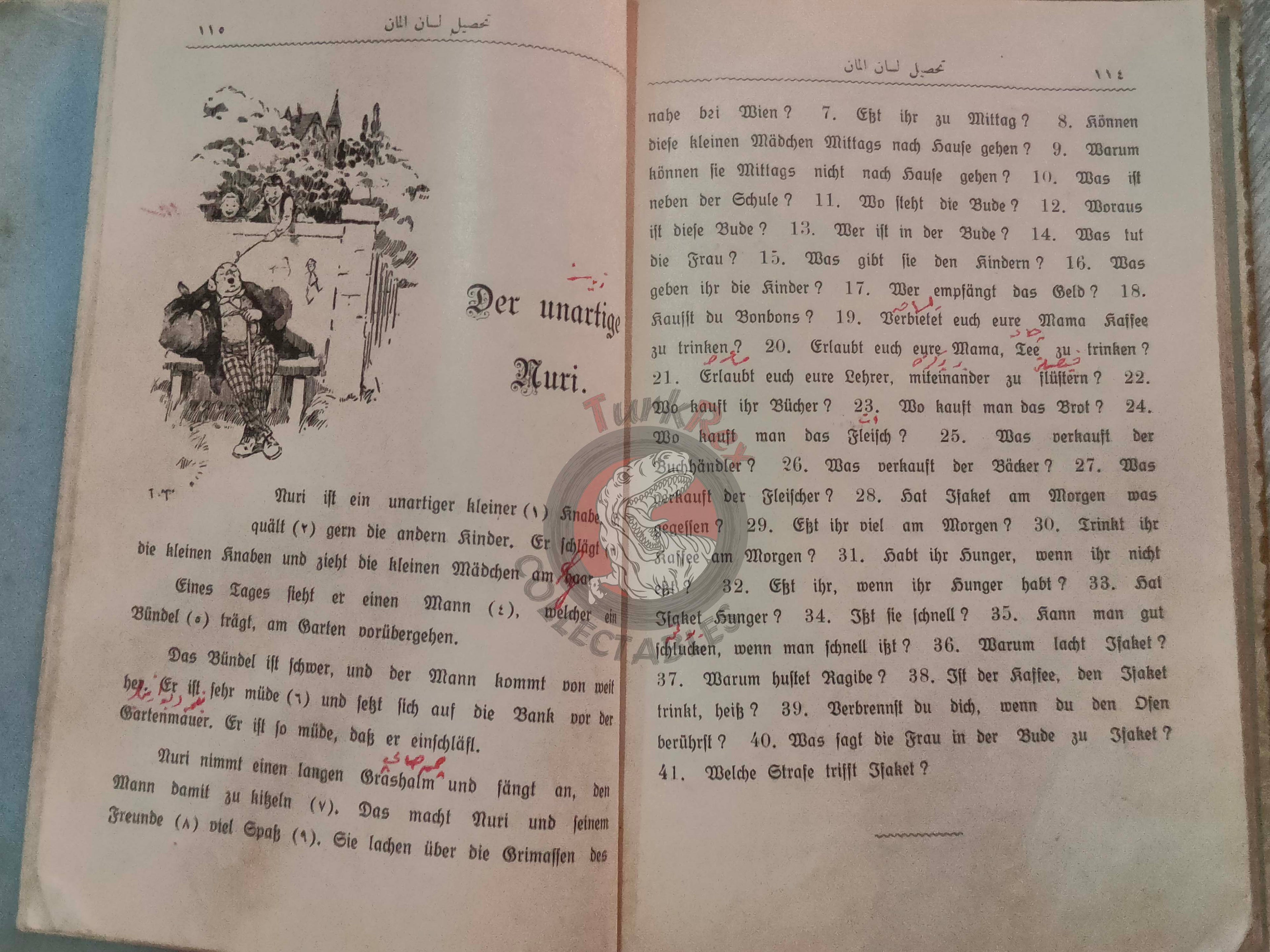 German Learning Book 1916 Ottoman Empire WW1 Germany Soldier Writer Turkish
