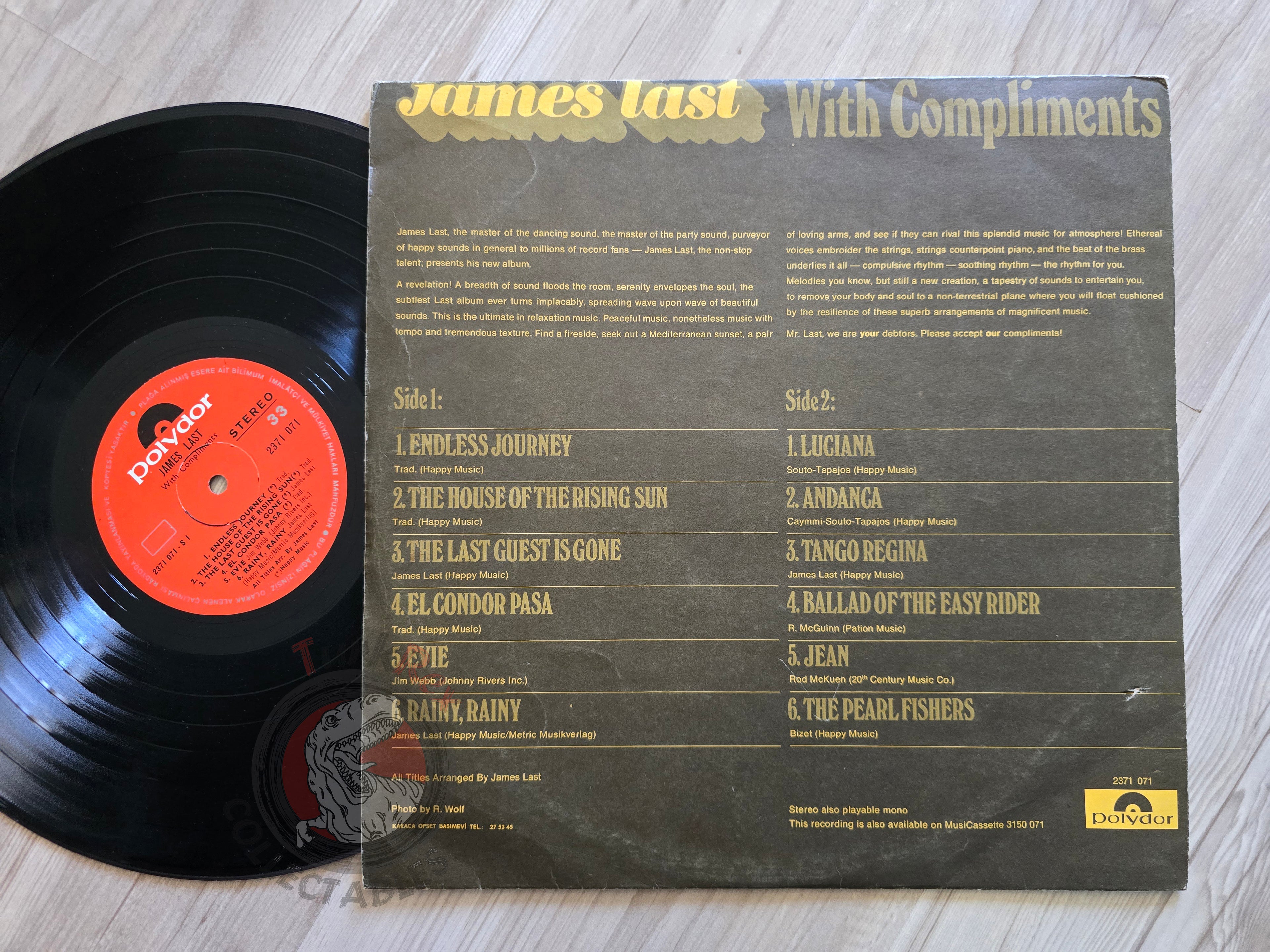 James Last – With Compliments Turkish Pressing Vinyl Turkey Edition