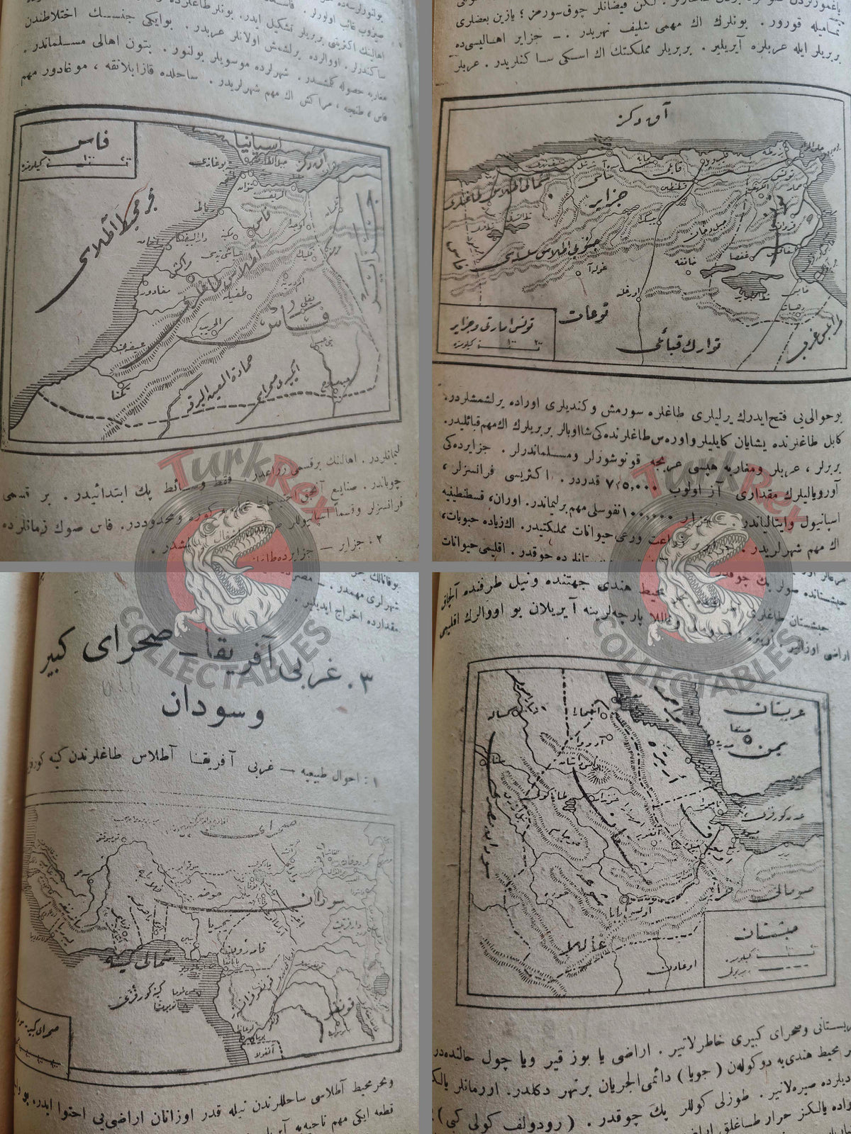 Faik Sabri – Geography and Math Lessons Ottoman Textbook 1916 Empire with many Maps Europe Asia