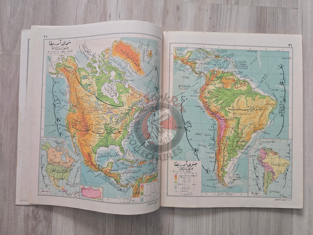 Ottoman Atlas - Orta Atlas by Faik Sabri Ottoman Script 1928 many maps