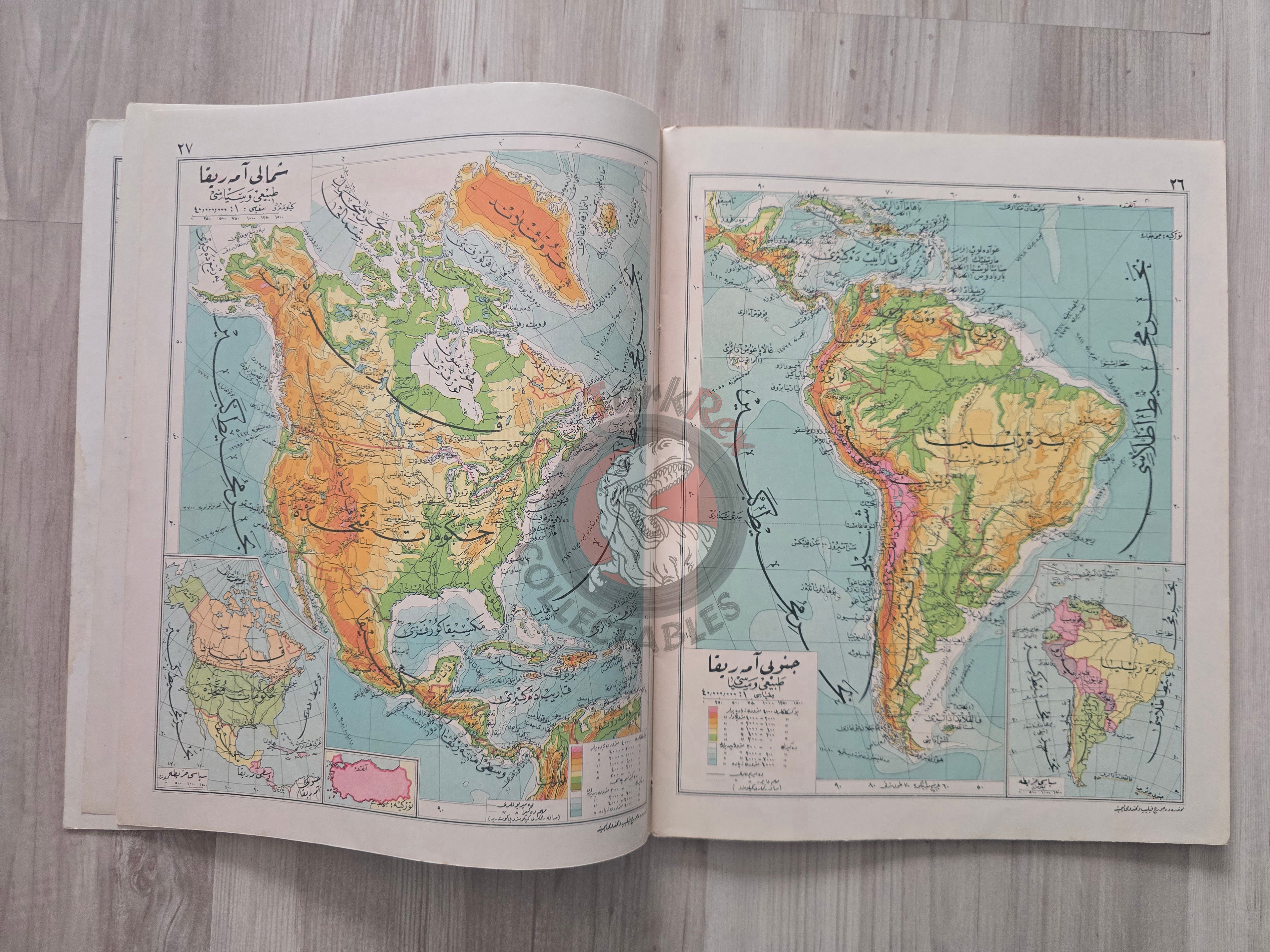 Ottoman Atlas - Orta Atlas by Faik Sabri Ottoman Script 1928 many maps