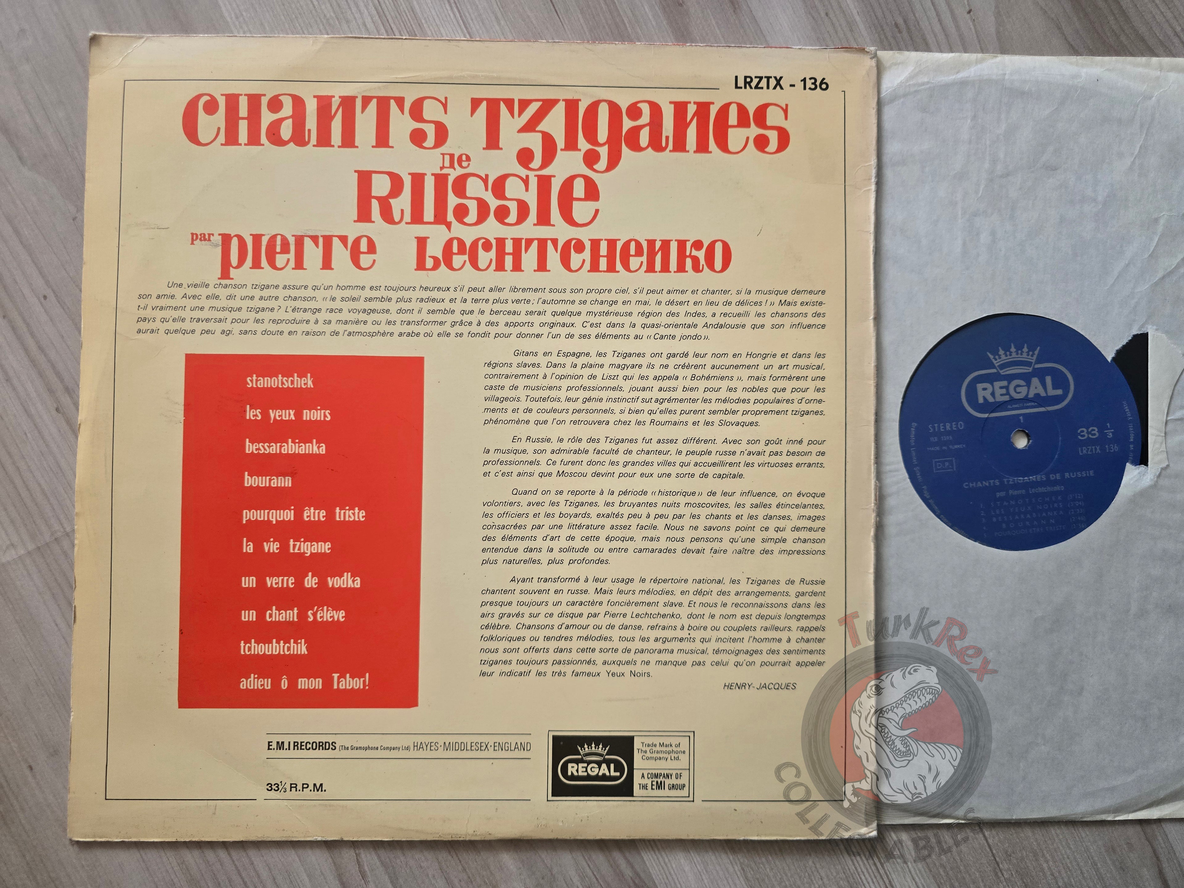 Pierre Lechtchenko – Chants Tziganes De Russie  Turkish Pressing Vinyl Turkey Edition