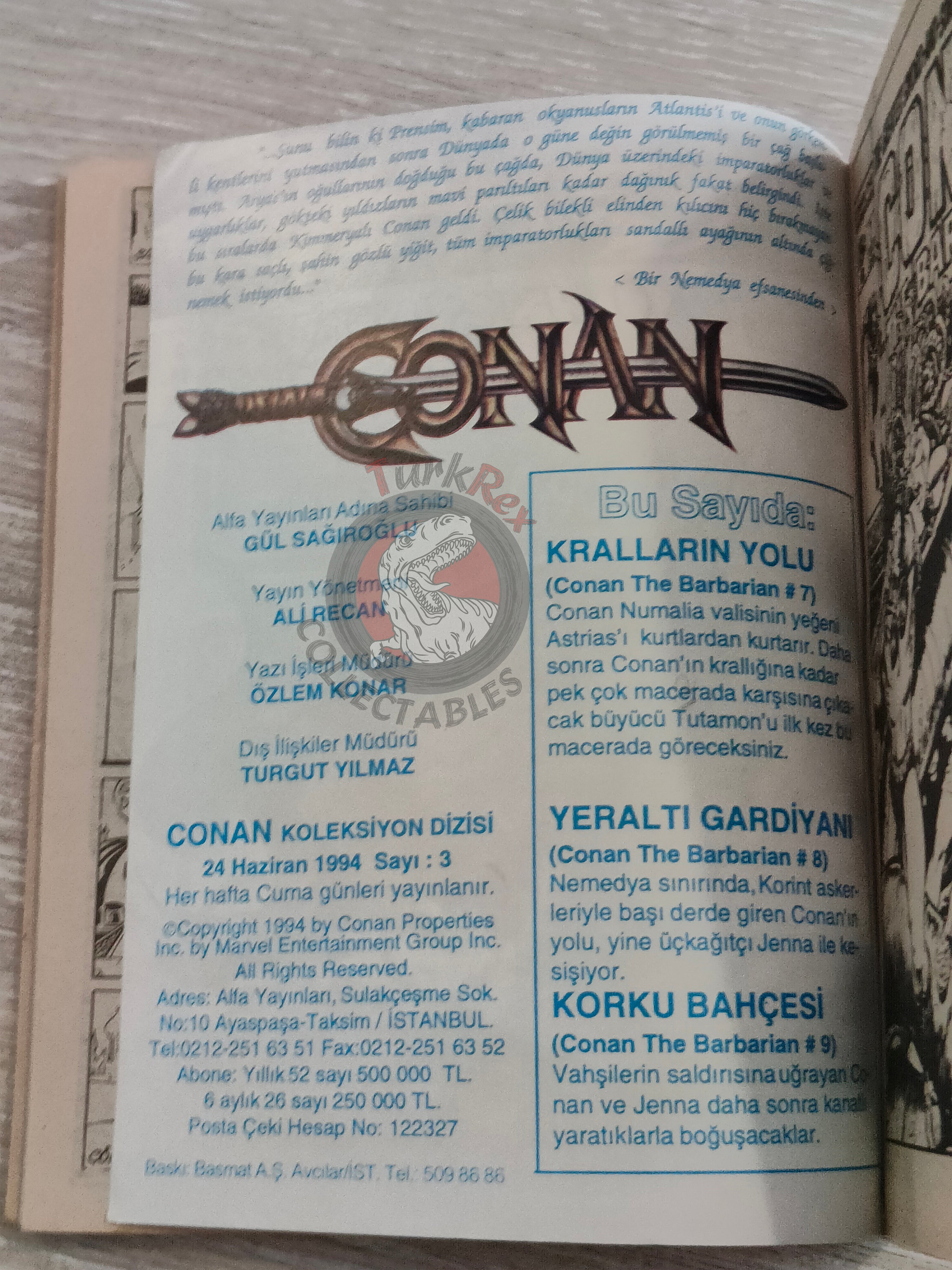 Conan The Barbarian #1 1994 #1-9  Turkish Comic Turkey