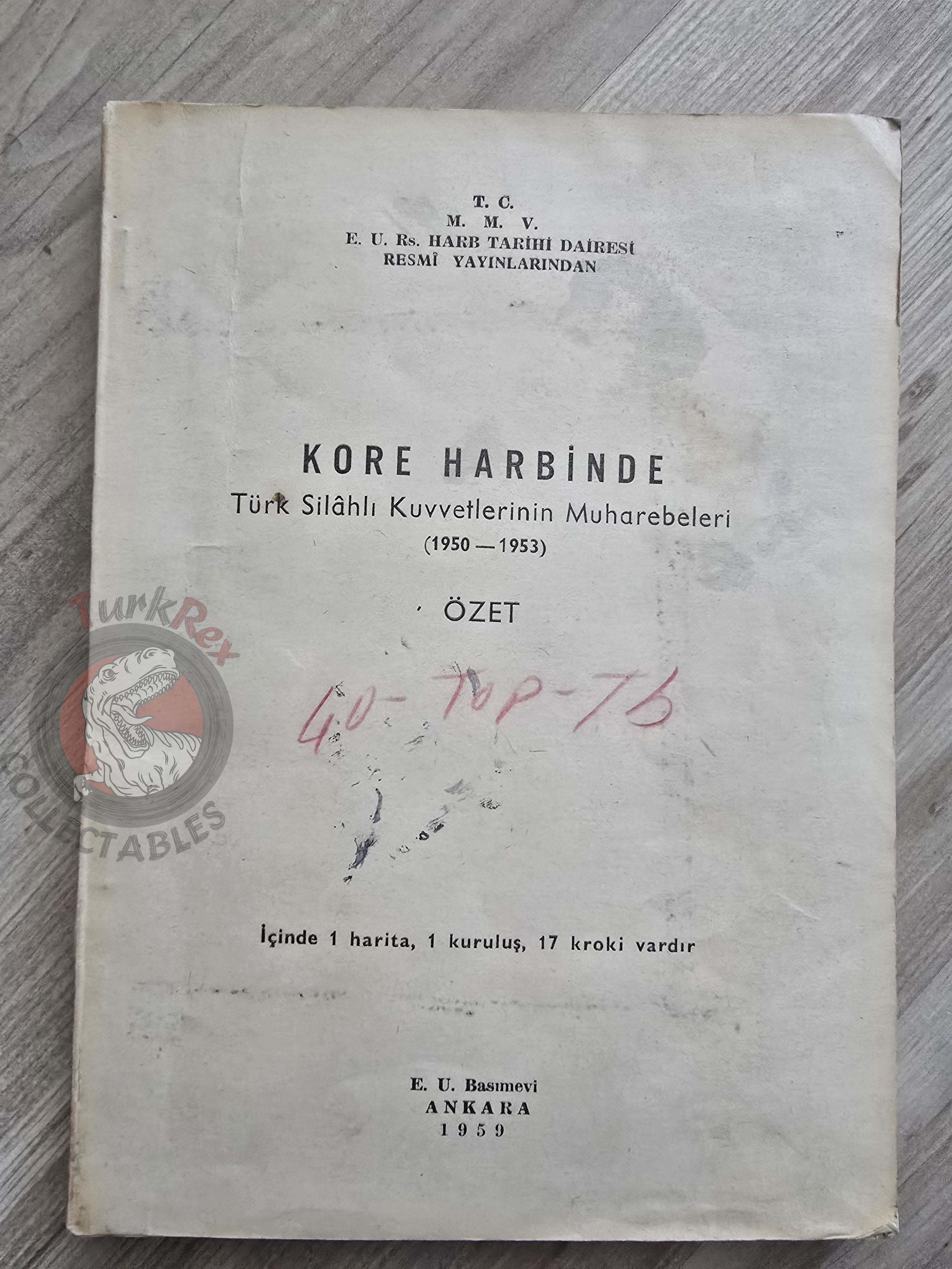 Turkish Armed Forces Operations in the Korean War 1950–1953 Turkey Book 1959 with Maps