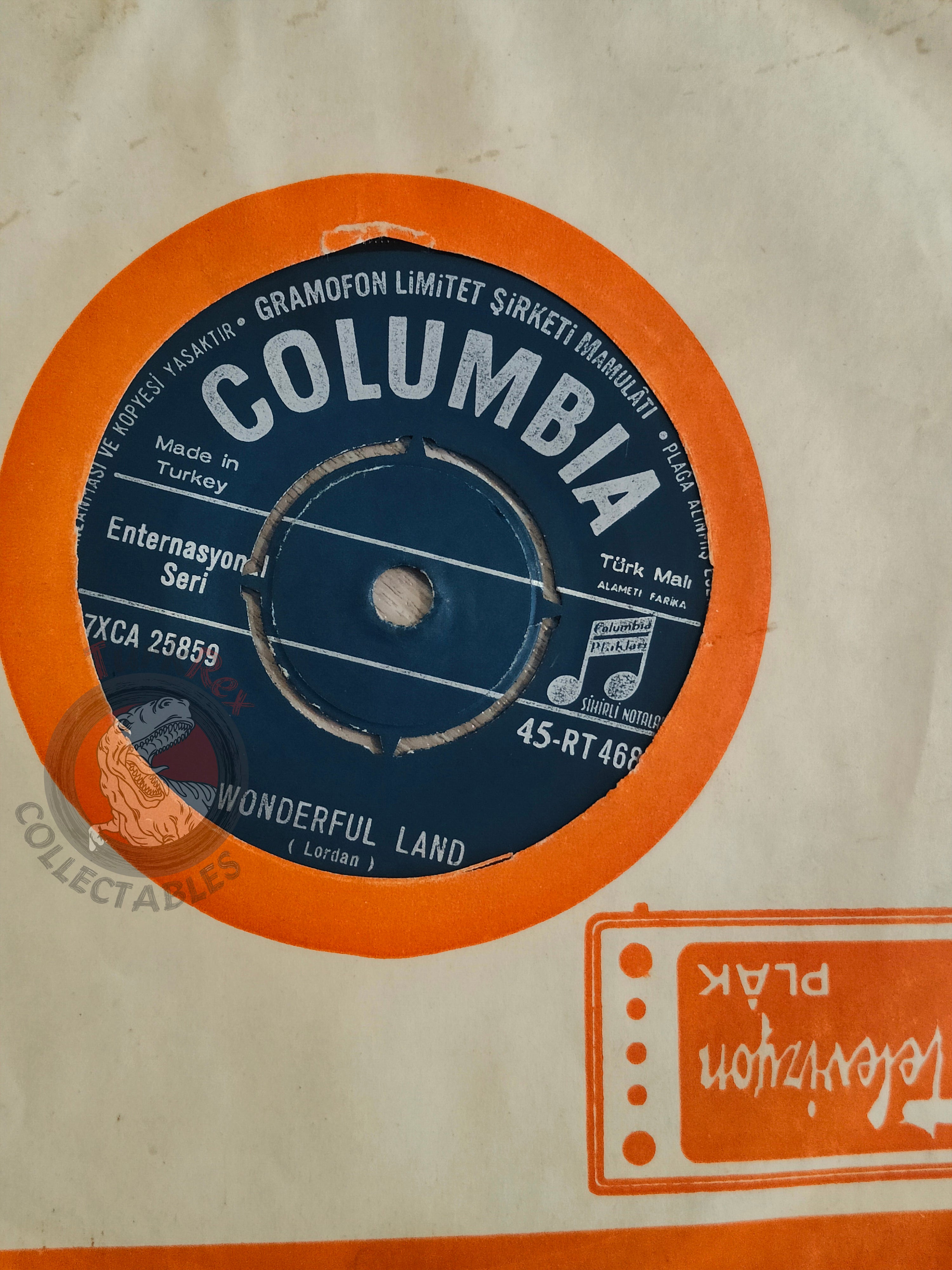 The Shadows – Wonderful Land / Atlantis 7" Turkish Pressing Vinyl Turkey Edition