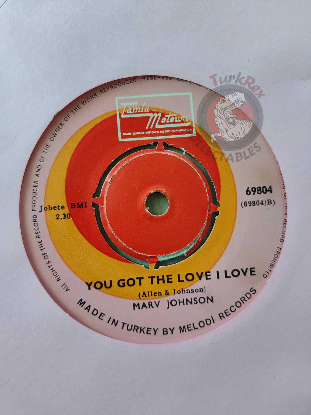 Marv Johnson – I'll Pick A Rose For My Rose 7" Turkish Pressing Vinyl Turkey Edition