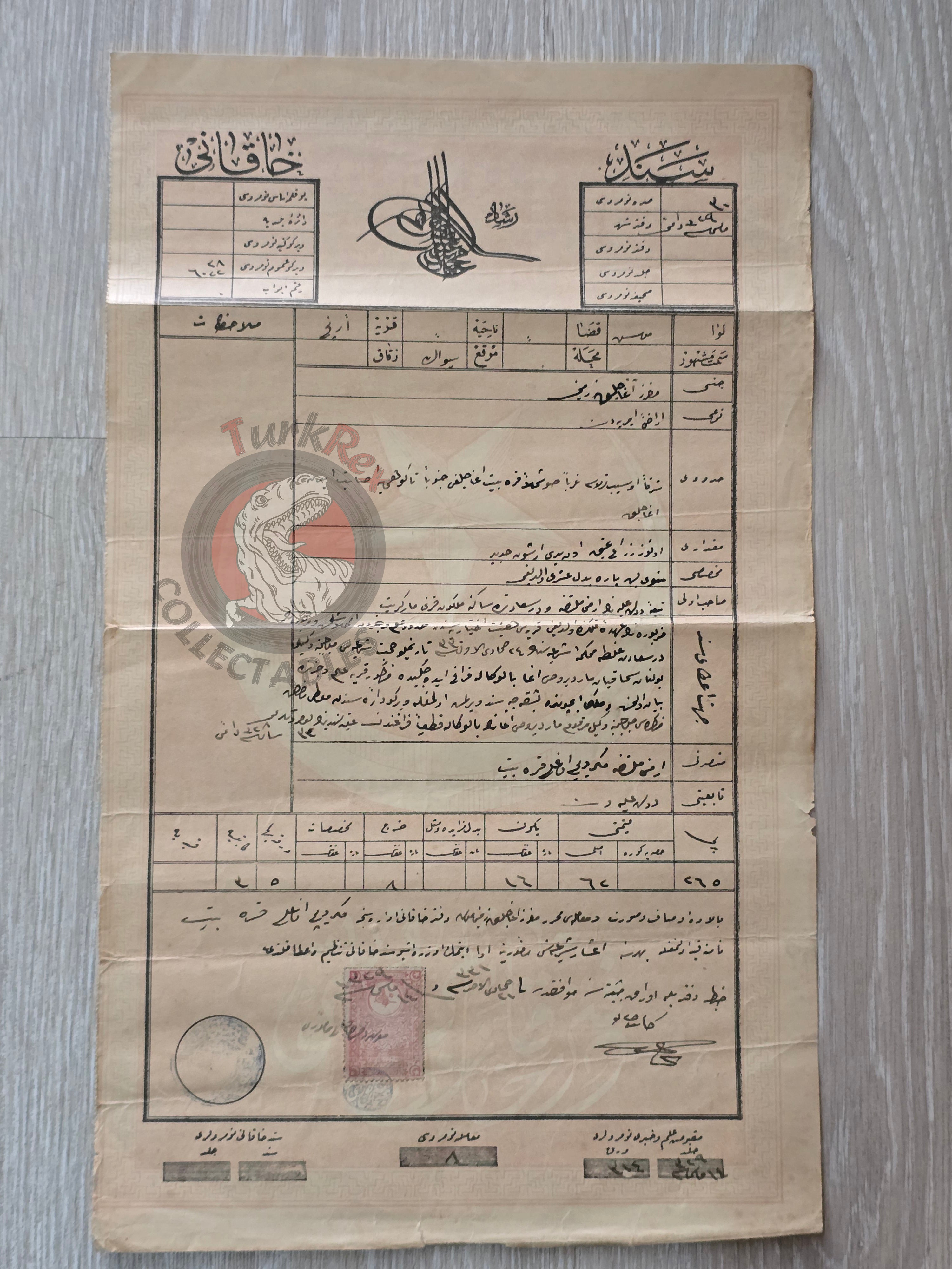 Ottoman 1913 Land Deed Woodland in Muş Armenian Citizen Title Deed Armenia