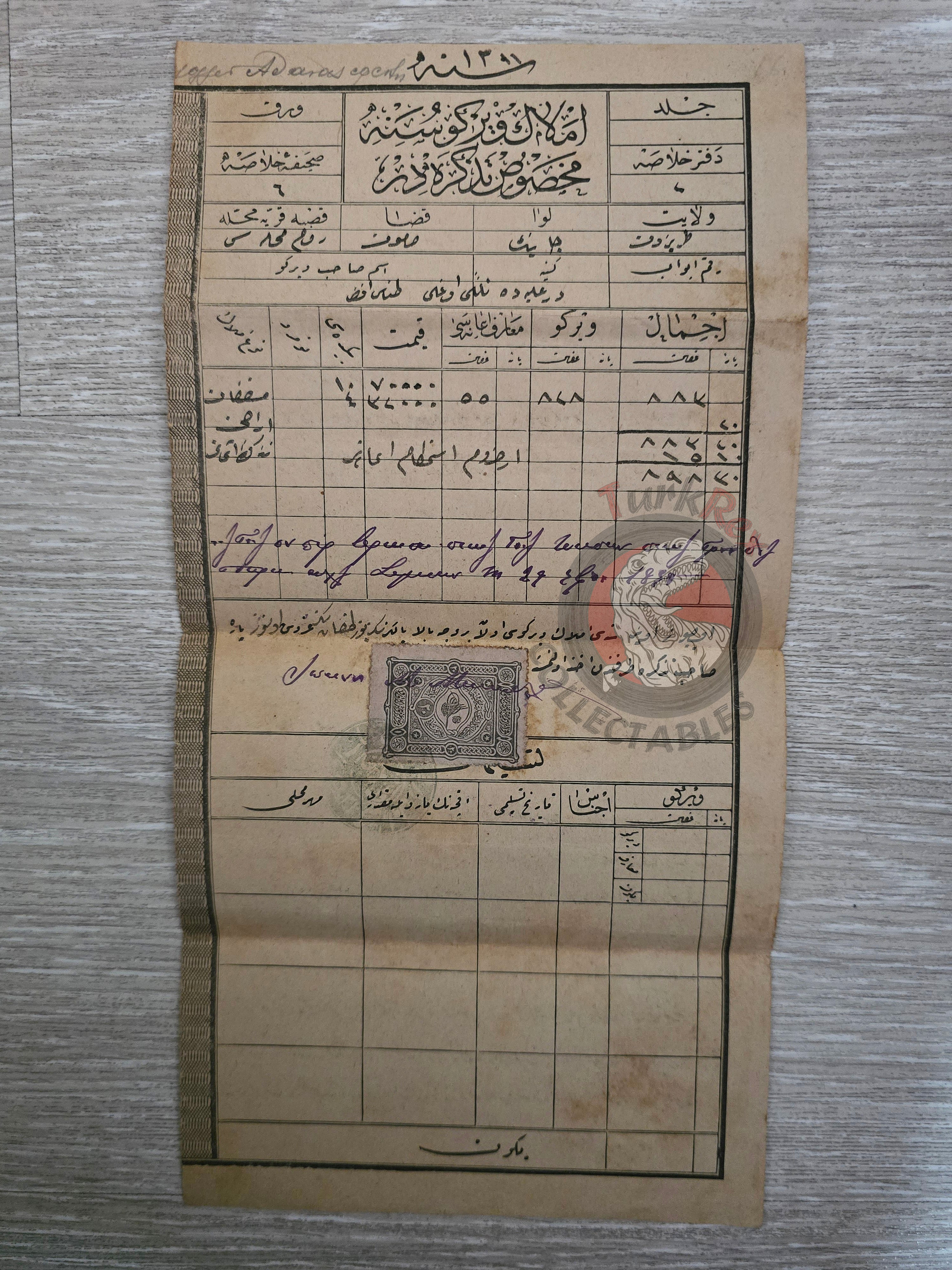 Ottoman Real Estate Tax Document 1895 Samsun Rum Quarter Greek Citizen 1