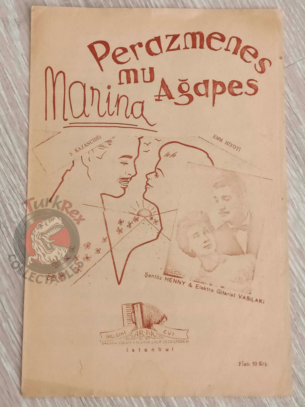 Marina – Perazmenes Mou Agapes Turkish Vintage Musical Notes Sheet Turkey Greek