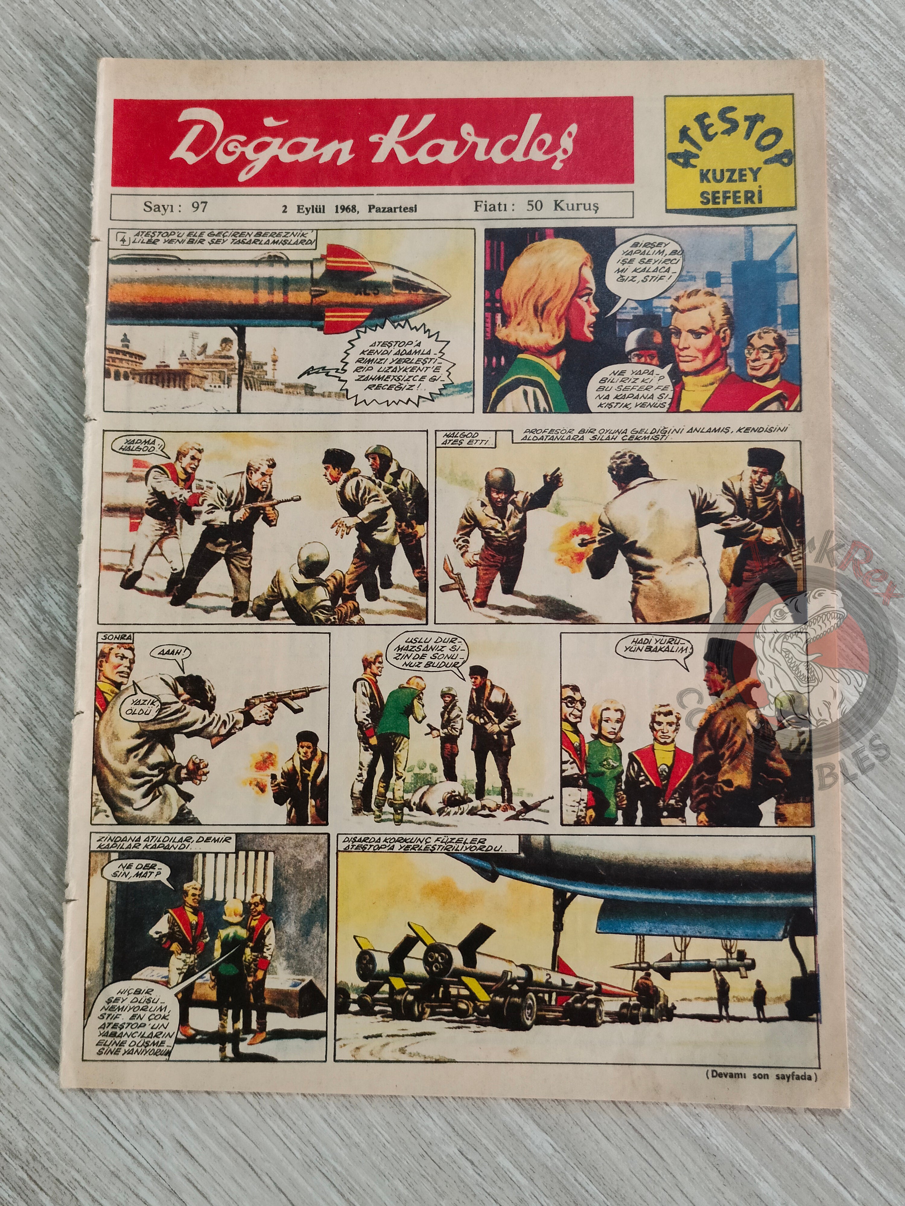 Doğan Kardeş 1968 Magazine #97 Turkish Comic Turkey Zero X, Tarzan, Dennis the Menace
