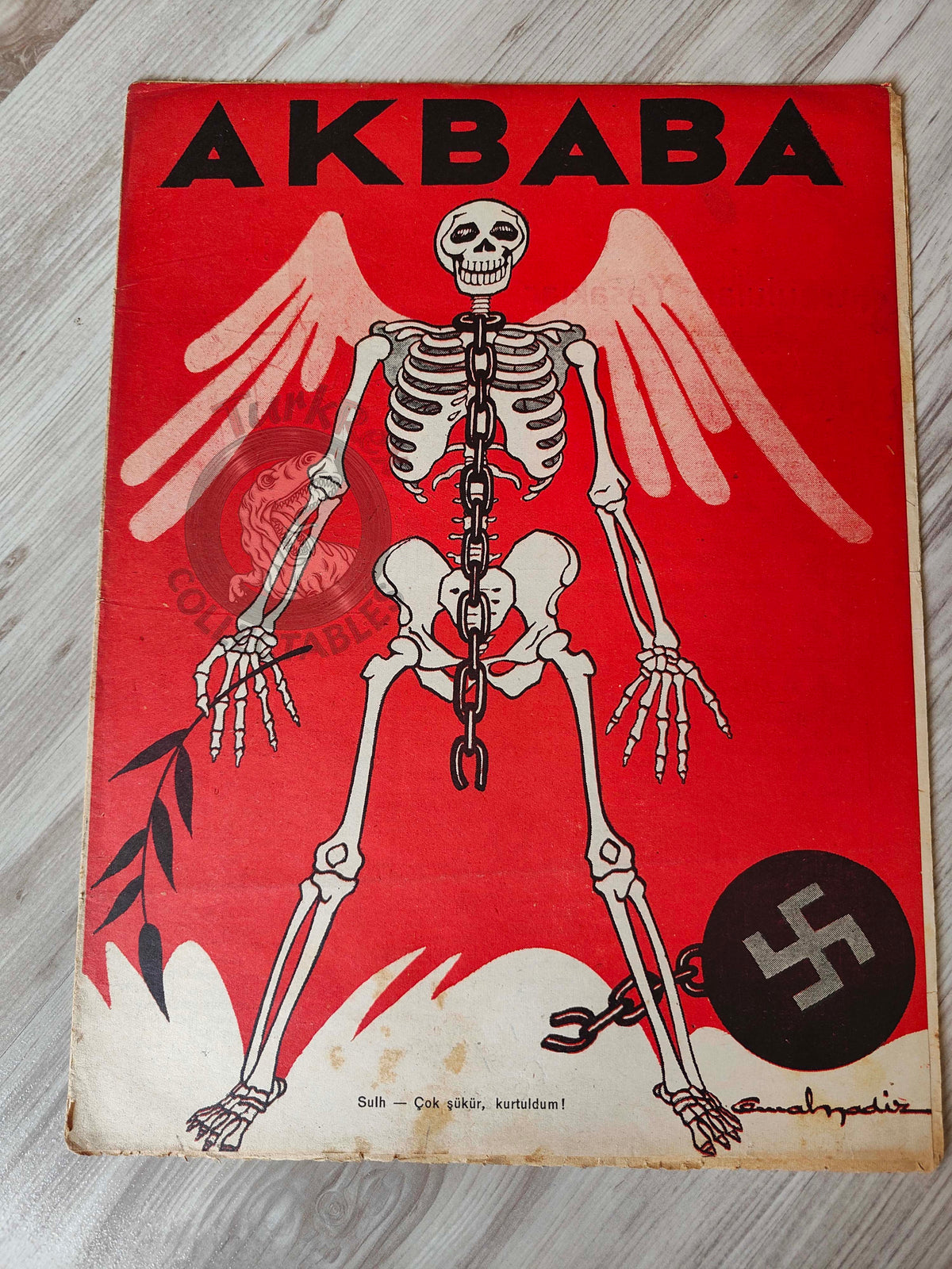 Akbaba 1945 Humor Magazine Turkish Turkey Germany Peace WW2 era Benito Mussolini