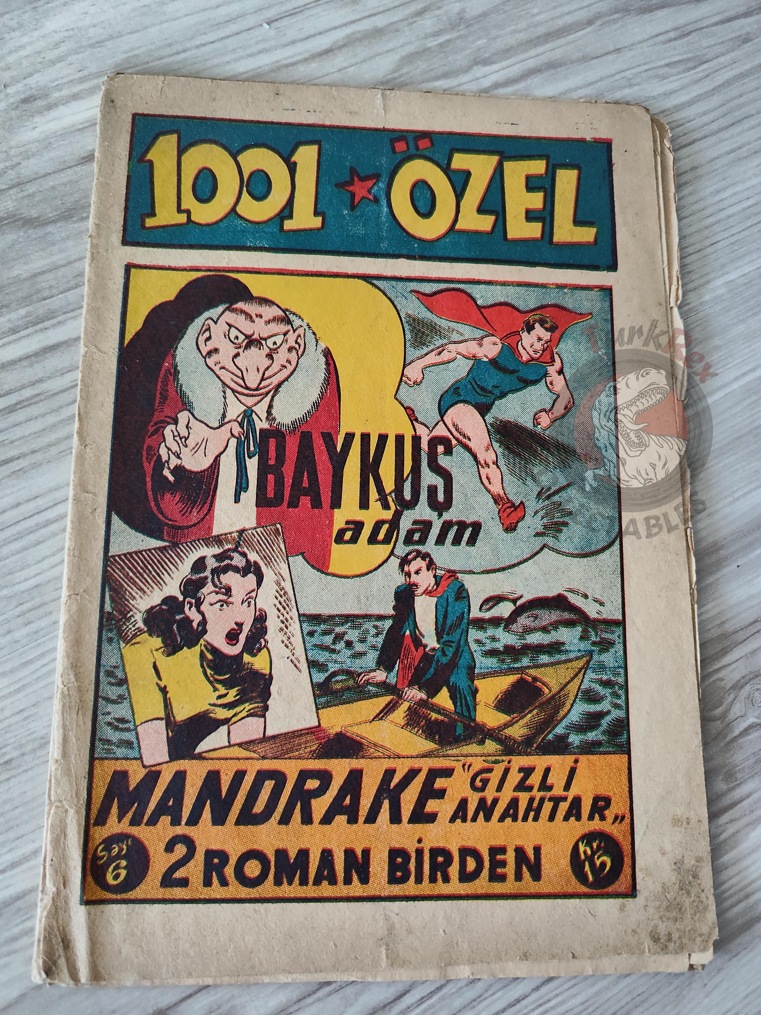 1001 Özel #6 1950 Mandrake the Magician Turkish Comic Mag Turkey