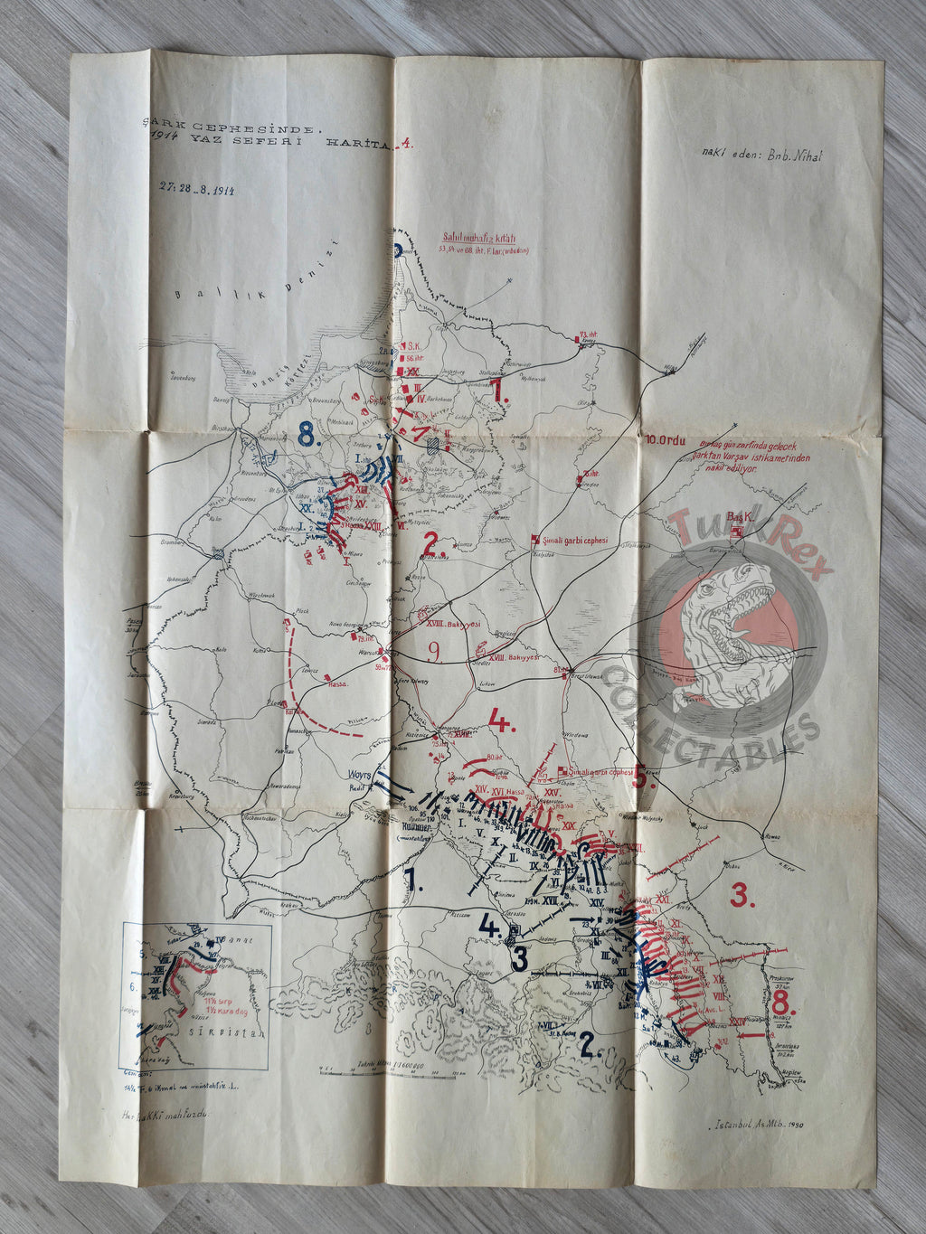 WW1 Eastern Front 1914 Turkish Military Map Gdańsk Bay Region Germany Russia 1990