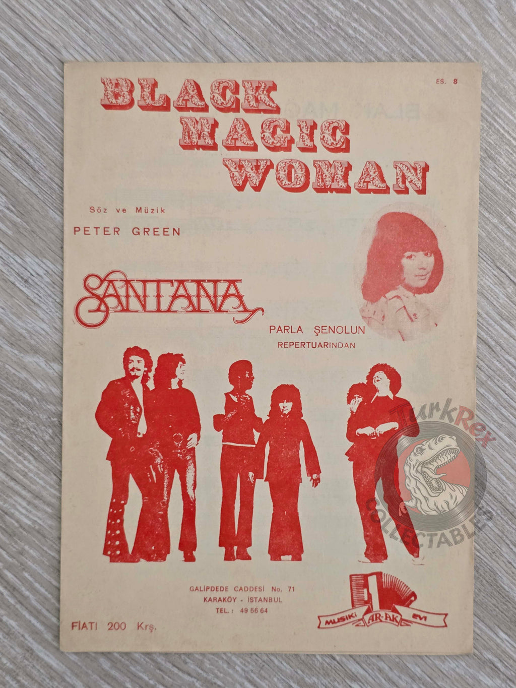 Santana – Black Magic Woman Turkish Vintage Musical Notes Sheet Turkey