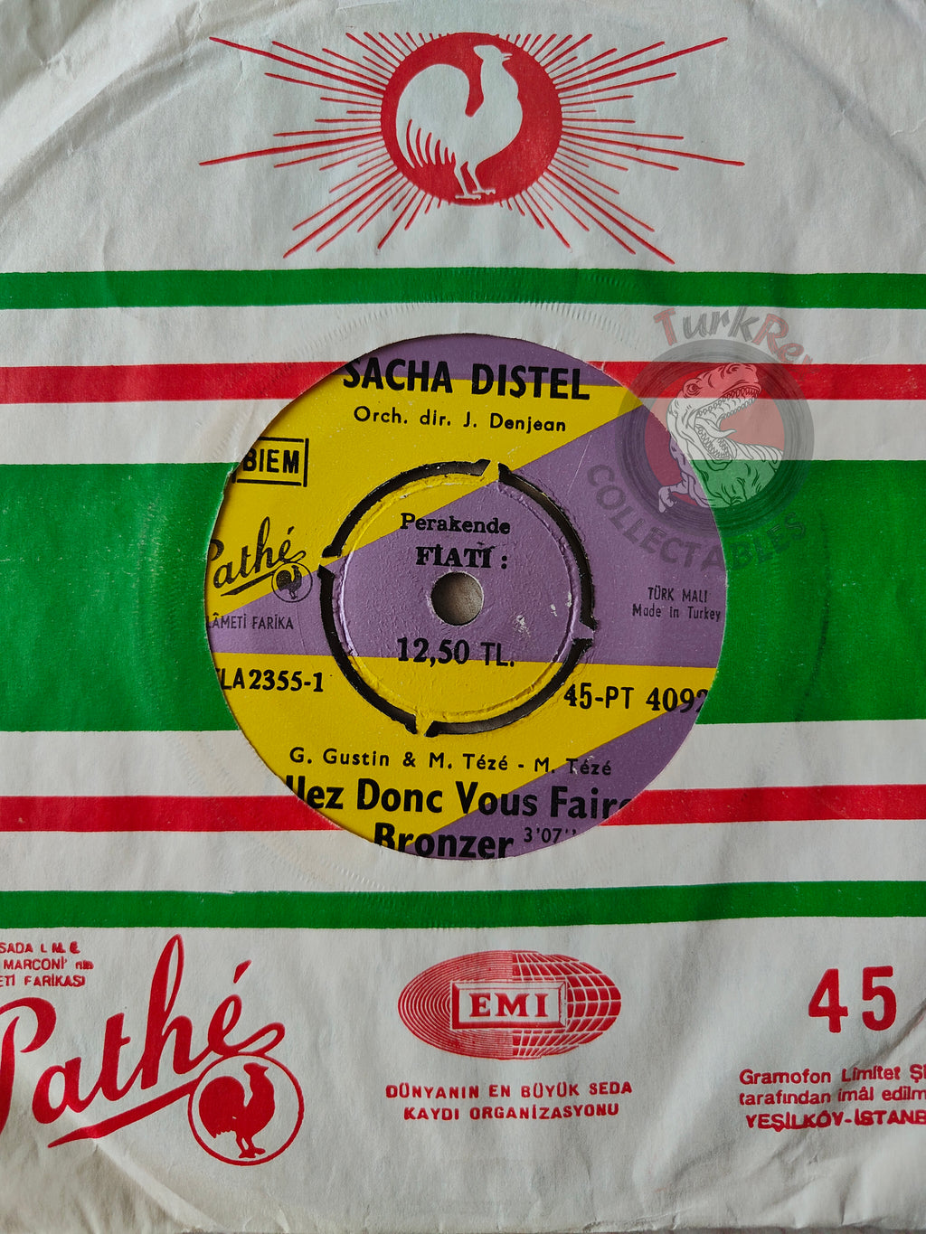 Sacha Distel – Allez Donc Vous Faire Bronzer 7" Promo Turkish Pressing Vinyl Turkey Edition