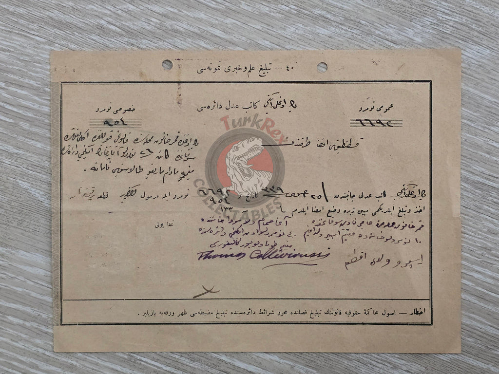 Ottoman 1923  Protesto Delivery Certificate Beyoğlu Istanbul non-muslim Citizens Empire