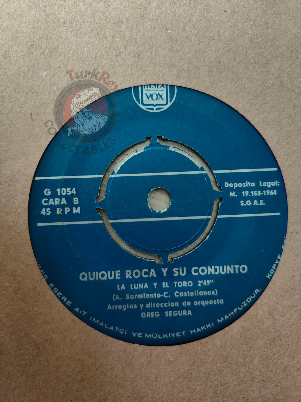 Quique Roca Y Su Conjunto – La Cancion Oriental 7" Turkish Pressing Vinyl Turkey Edition