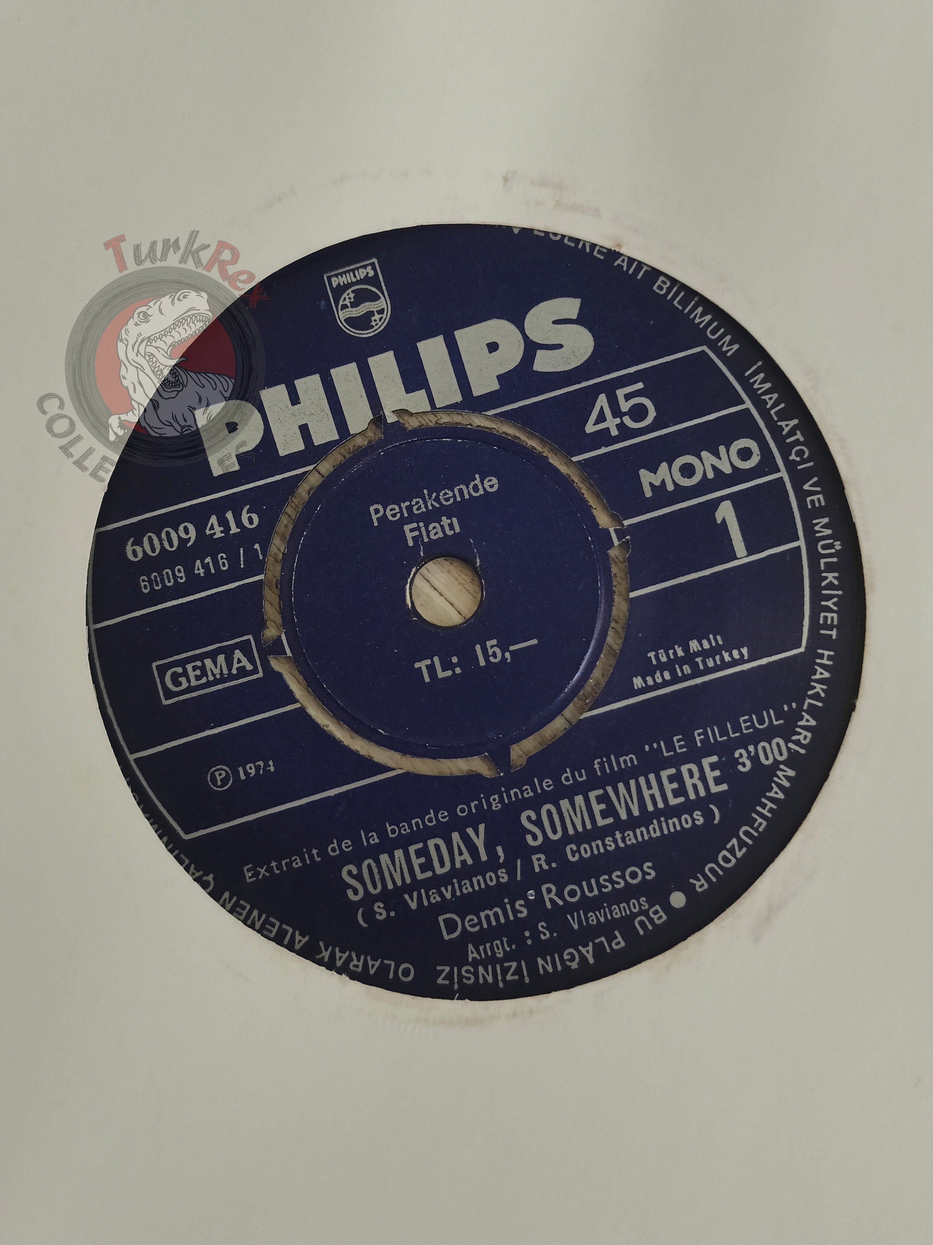 Demis Roussos – Someday, Somewhere 7" Turkish Pressing Vinyl Turkey Edition