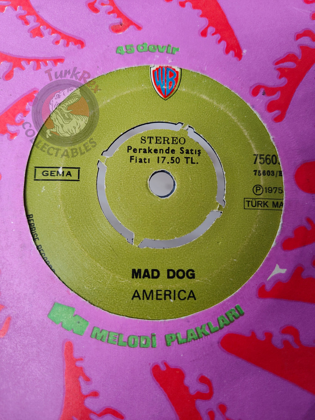 America – Tin Man 7" Turkish Pressing Vinyl Turkey Edition