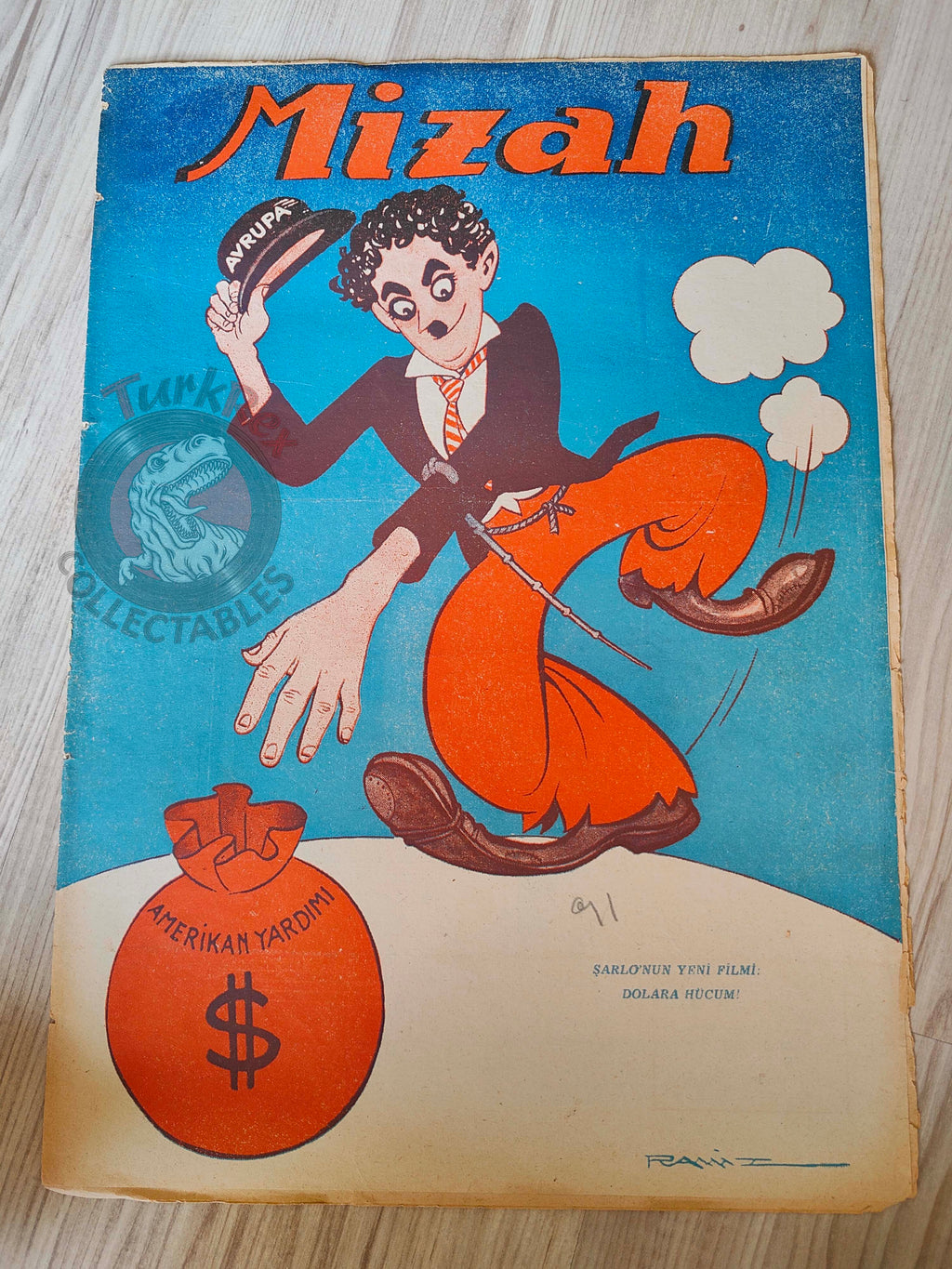 Mizah 1948 Humor Magazine Turkish Turkey Charlie Chaplin American Aid