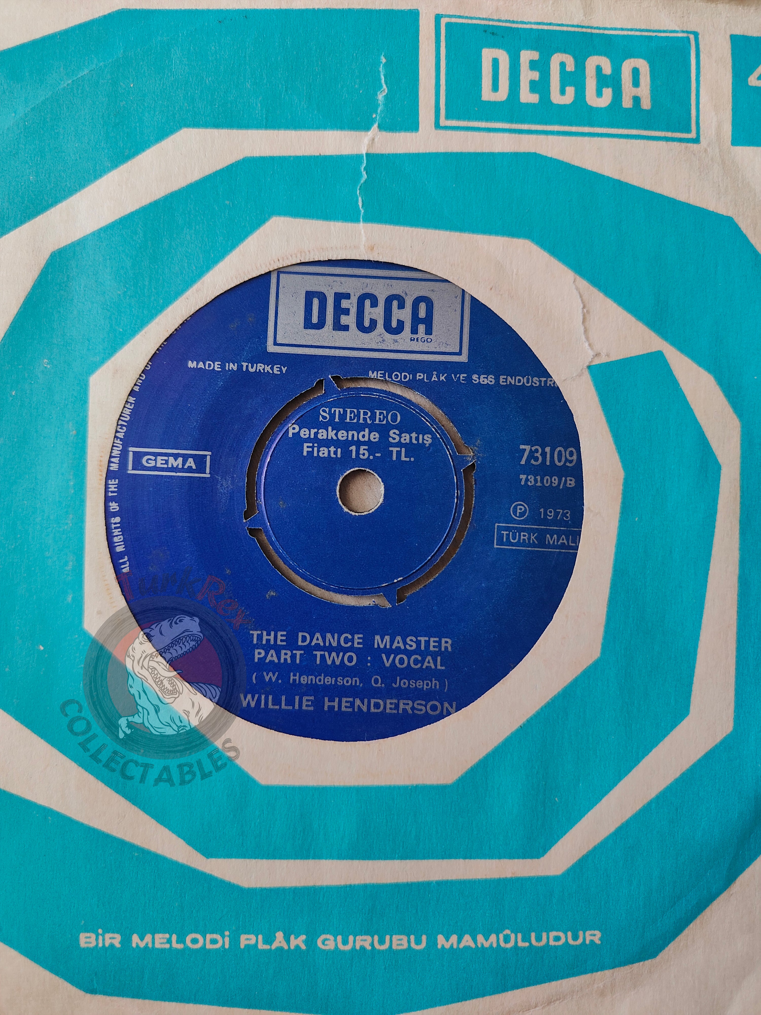 Willie Henderson – The Dance Master 7" Turkish Pressing Vinyl Turkey Edition