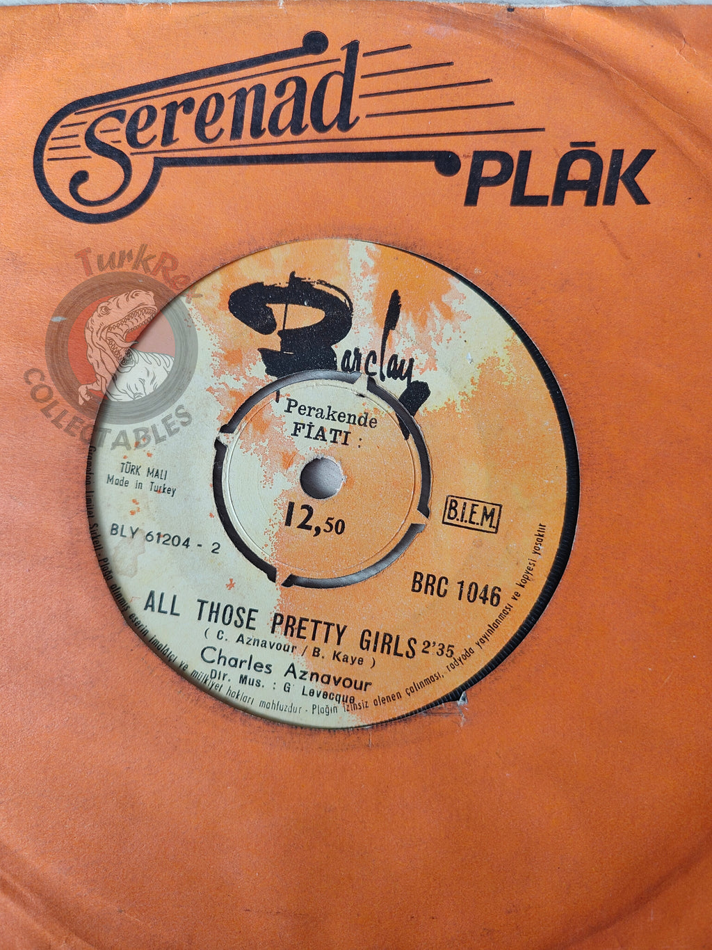 Charles Aznavour – Yesterday, When I Was Young 7"  Turkish Pressing Vinyl Turkey Edition