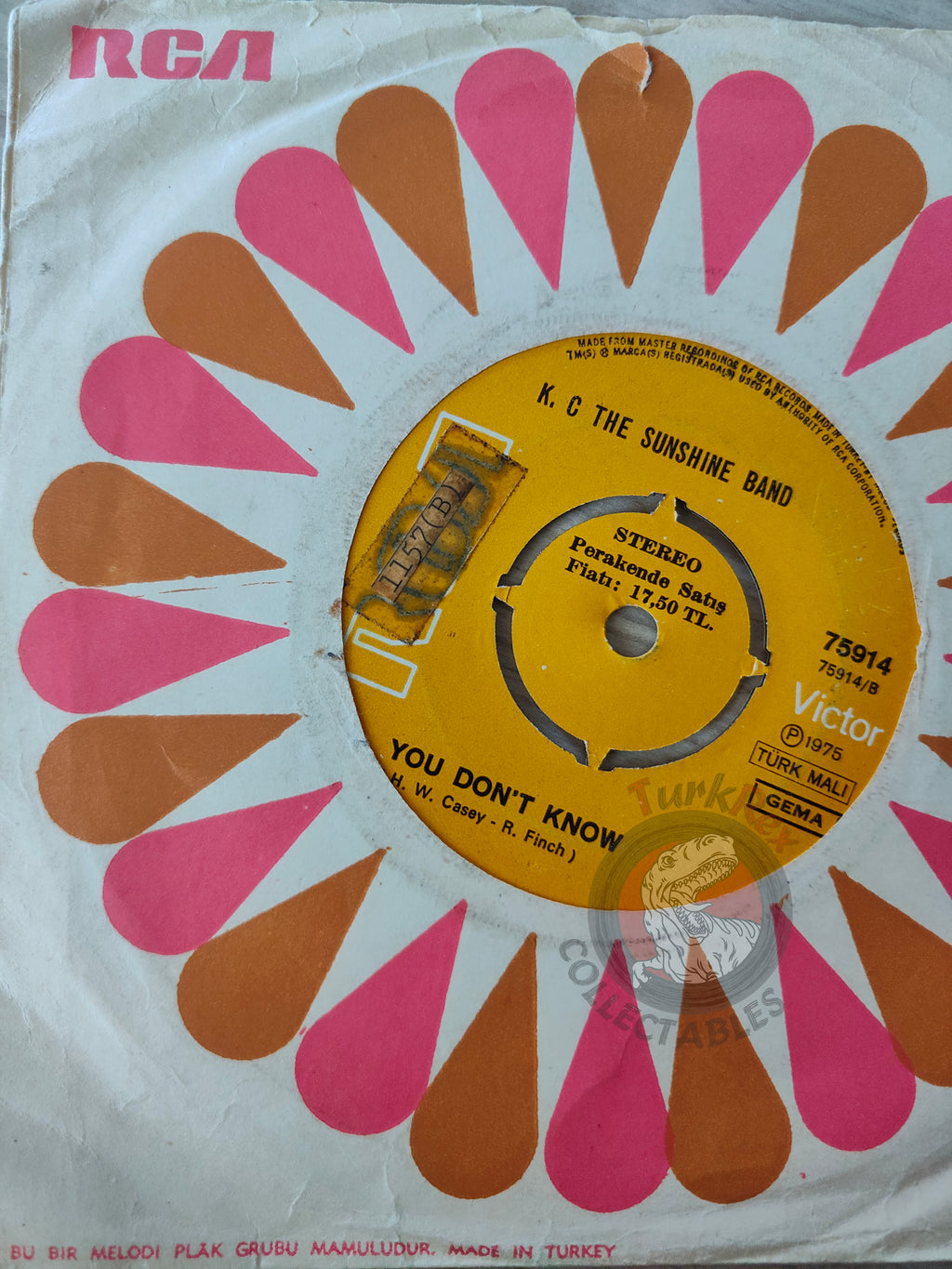 K. C The Sunshine Band – Get Down Tonight 7" Turkish Pressing Vinyl Turkey Edition