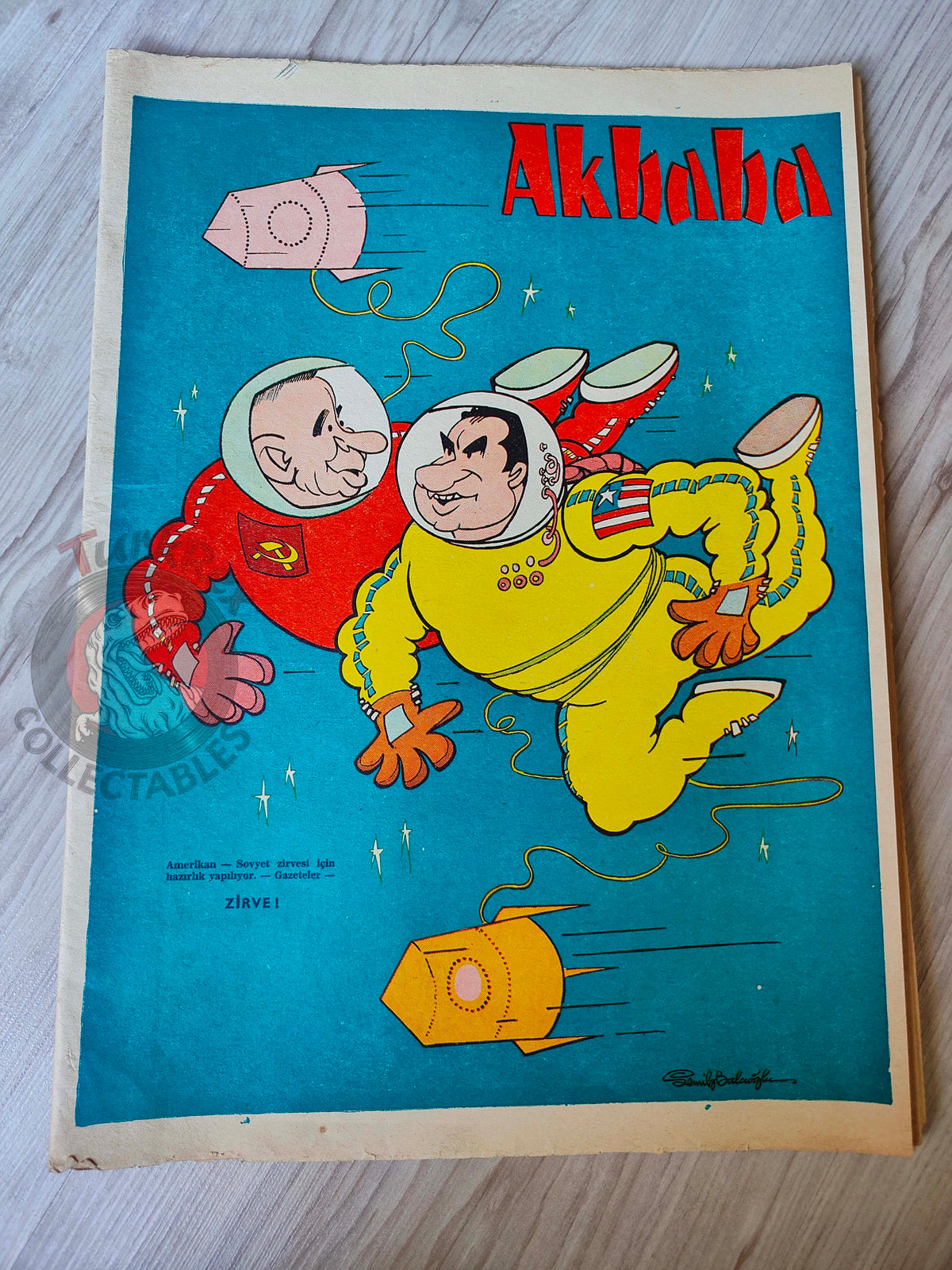 Akbaba 1969 A Space Summit: Nixon and Kosygin Turkish Magazine Turkey Moon Apollo