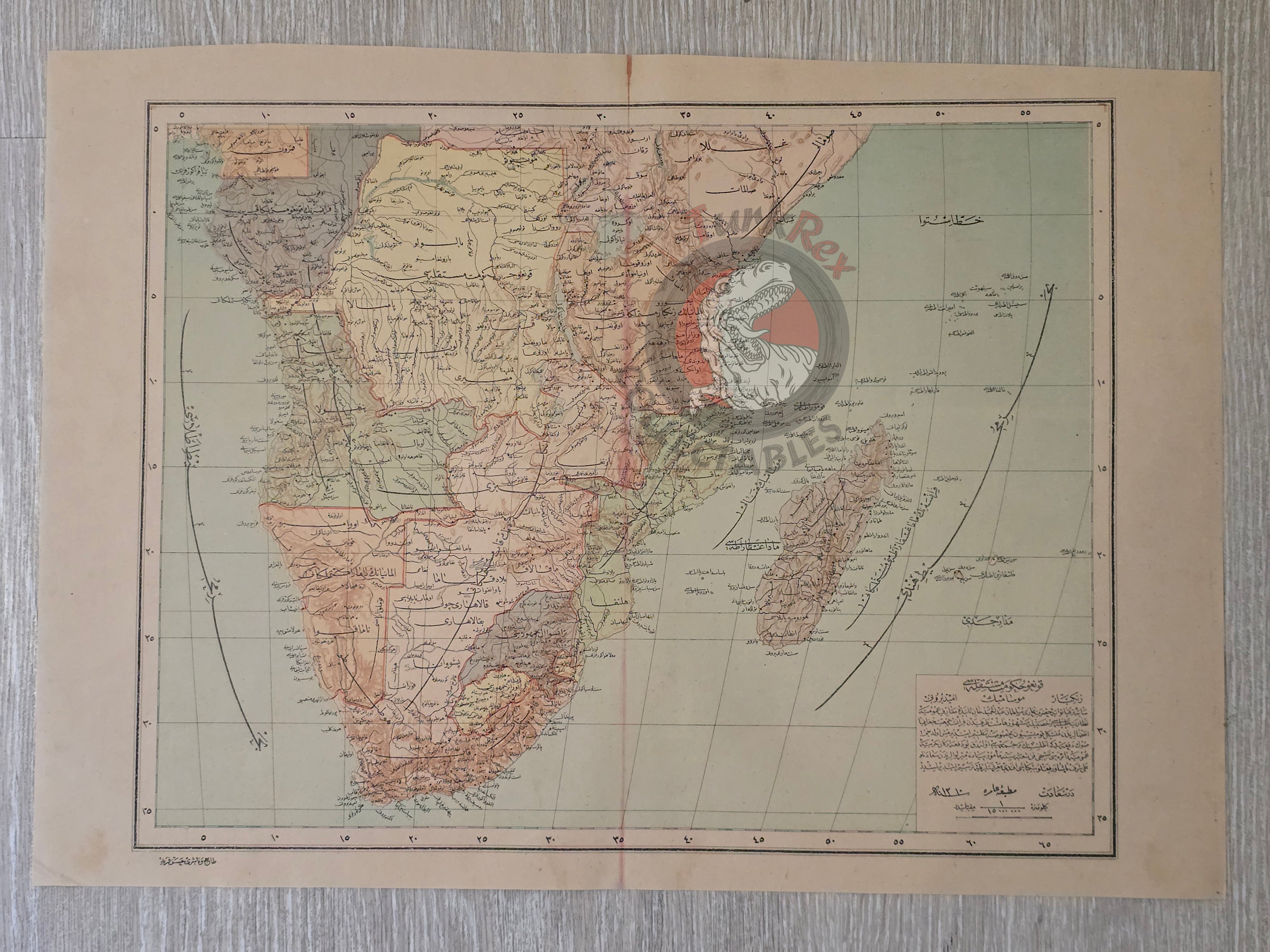 Central and South Africa 1894 Ottoman Atlas Map Empire Congo Madagascar