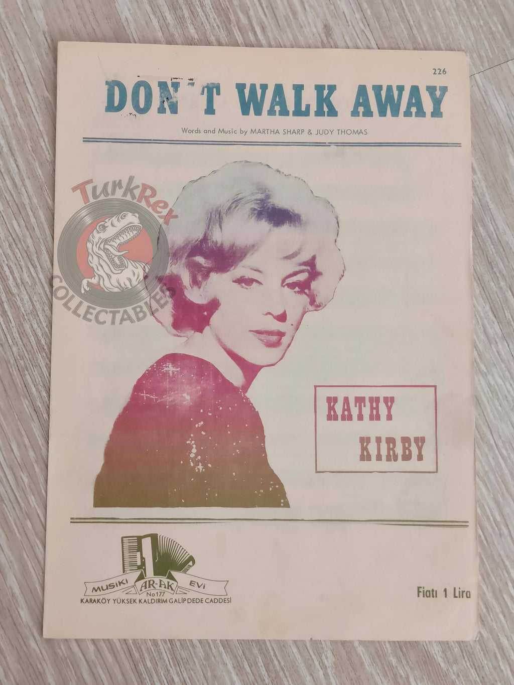 Kathy Kirby – Don’t Walk Away Turkish Vintage Musical Notes Sheet Turkey