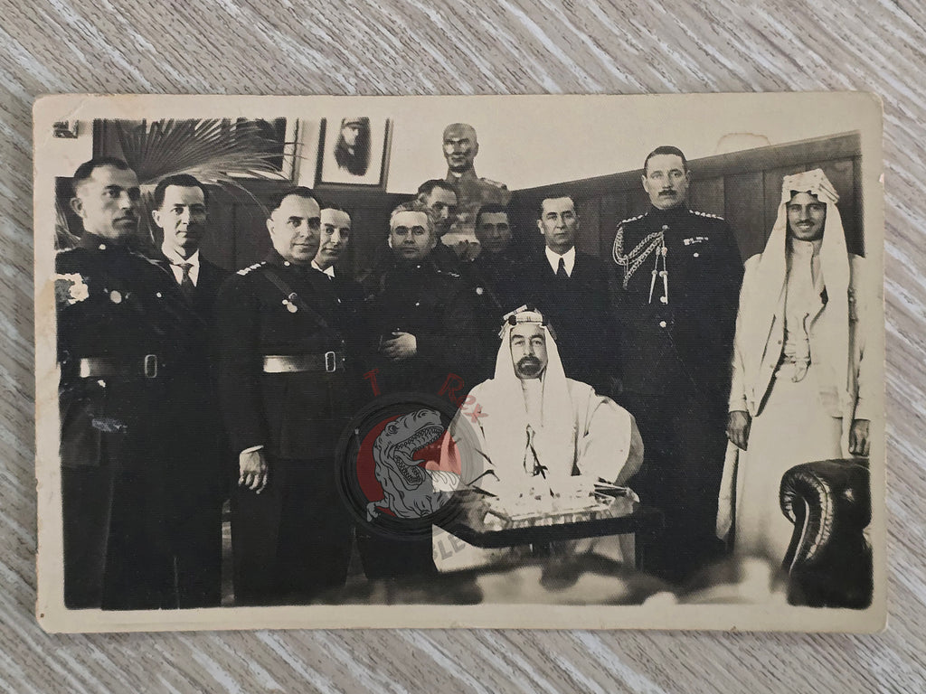 Postcard Photo of Emir Abdullah of Transjordan’s Visit to the Turkish Military Academy 1937 Jordan