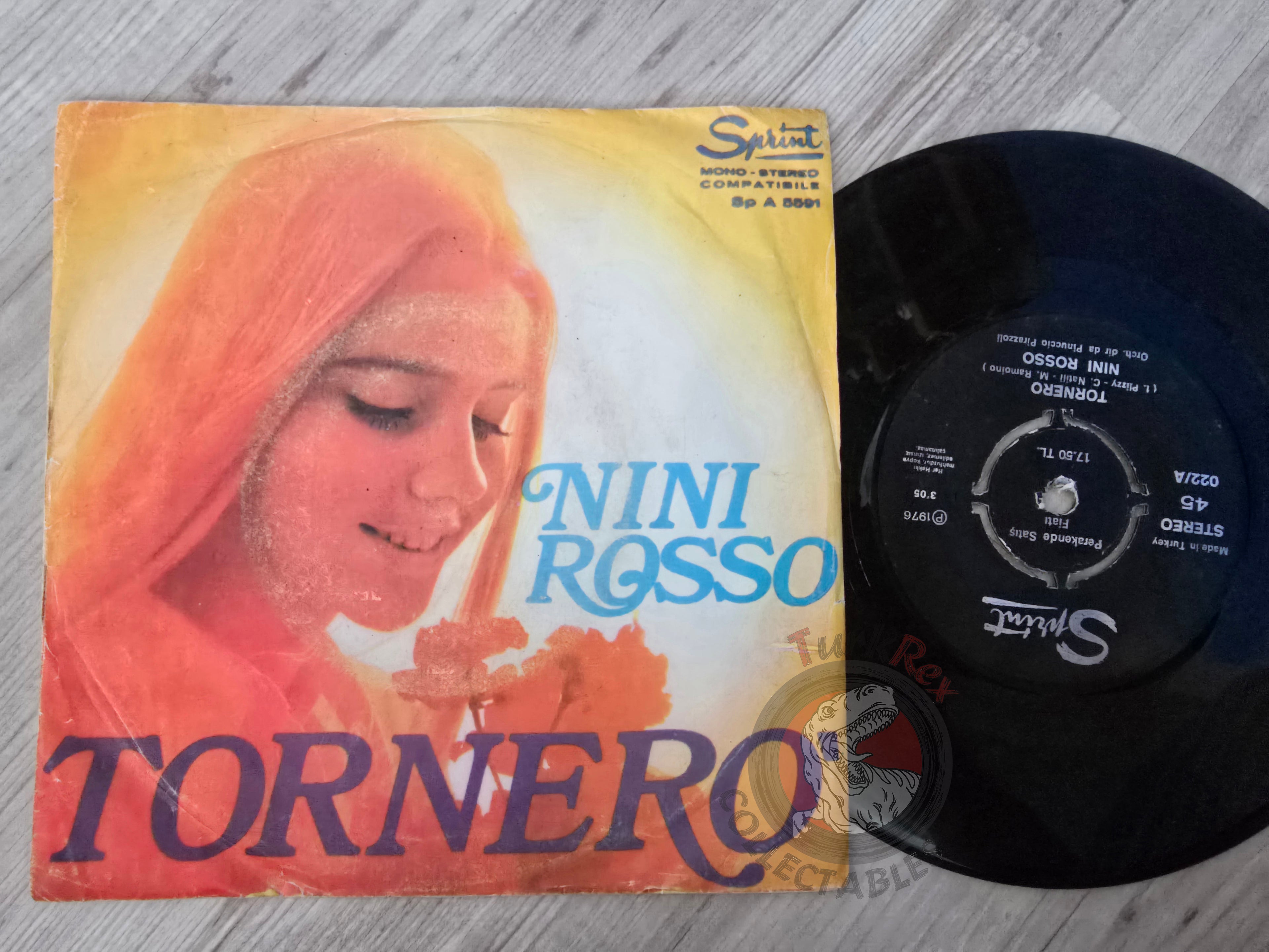 Nini Rosso – Tornerò / Acquario 7" Turkish Pressing Vinyl Turkey Edition