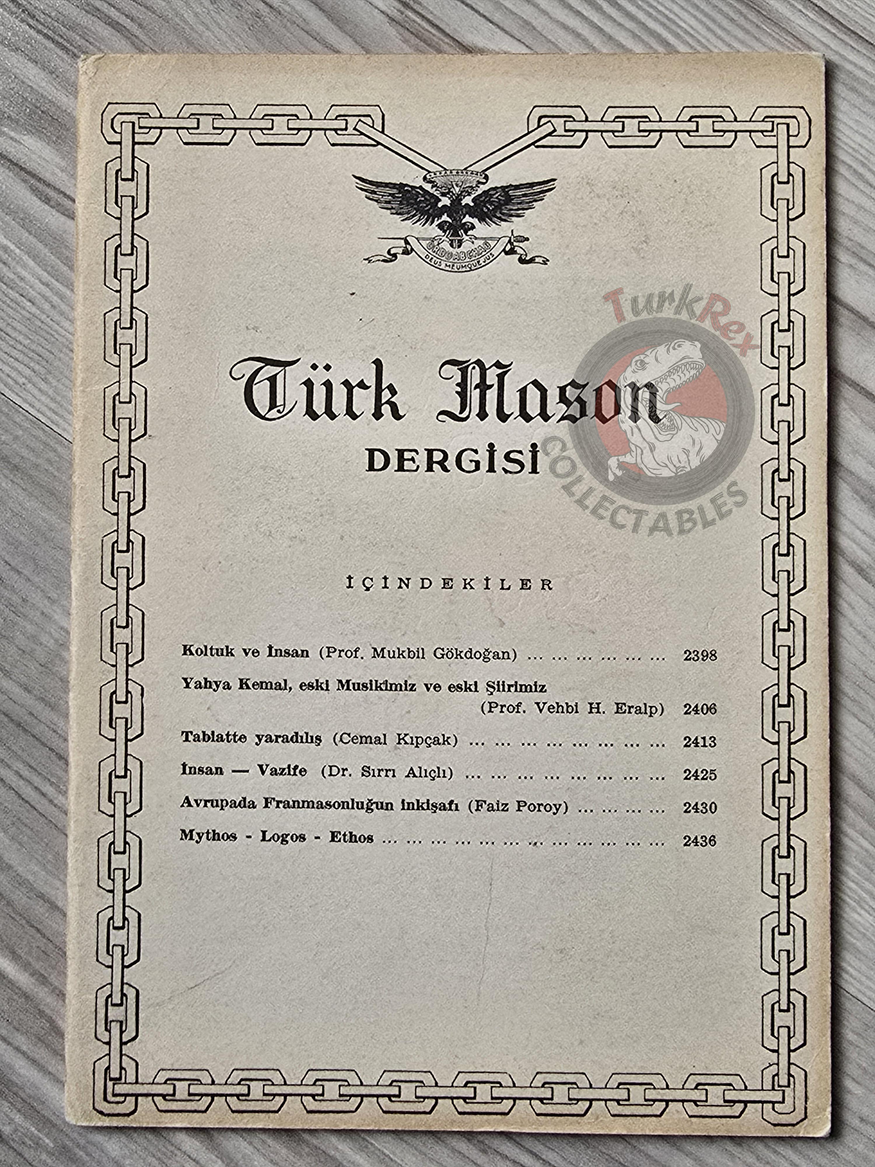 Turkish Freemasonry Masonic Journal 1962 Magazine Masonic Masons of Turkey