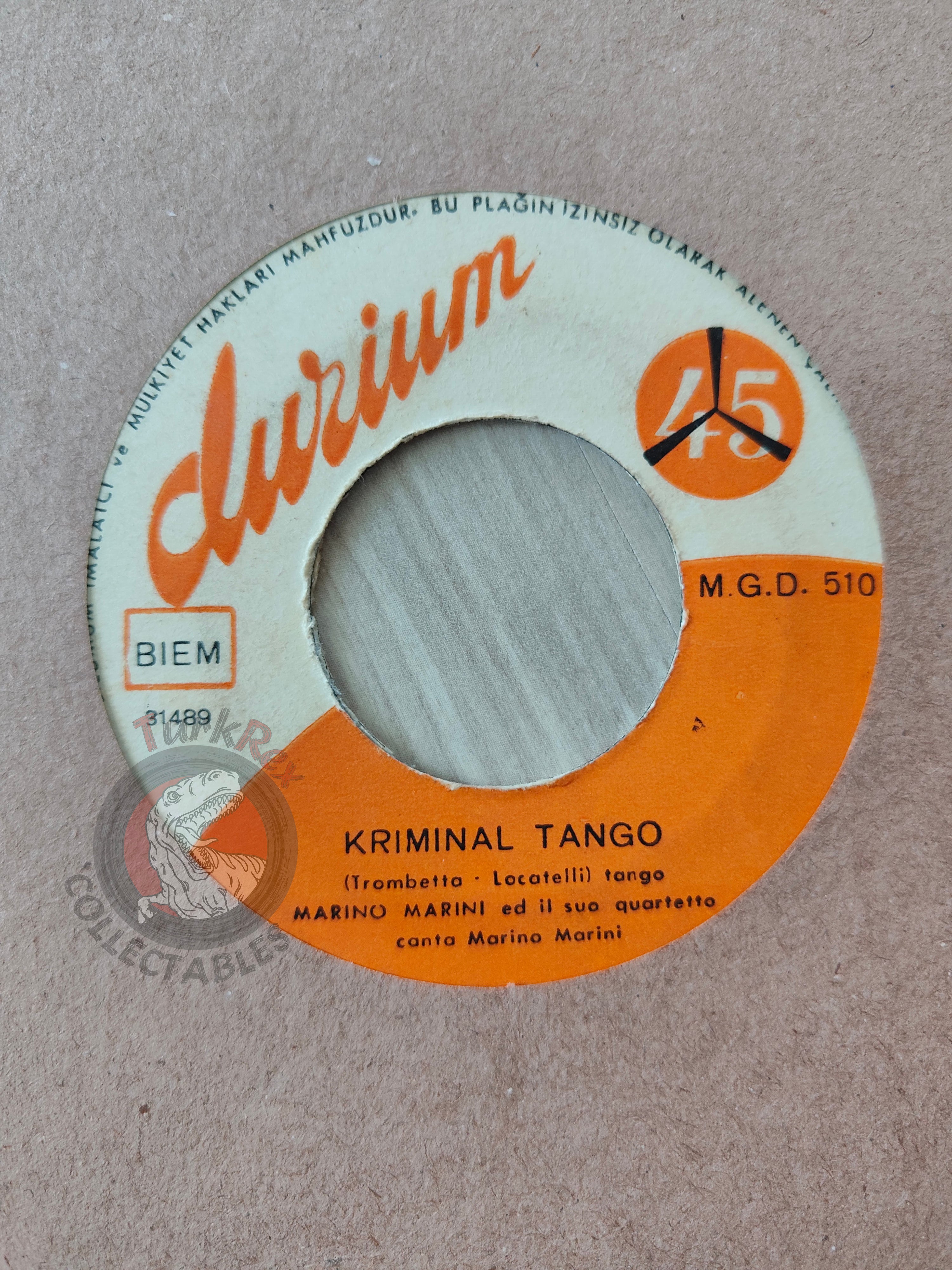 Marino Marini E Il Suo Quartetto – Kriminal Tango 7" Turkish Pressing Vinyl Turkey Edition