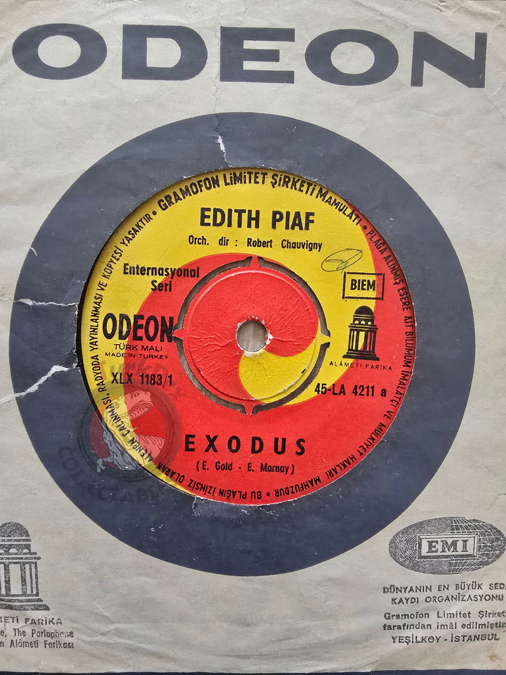 Edith Piaf – Exodus / C'est L'amour 7" Turkish Pressing Vinyl Turkey Edition