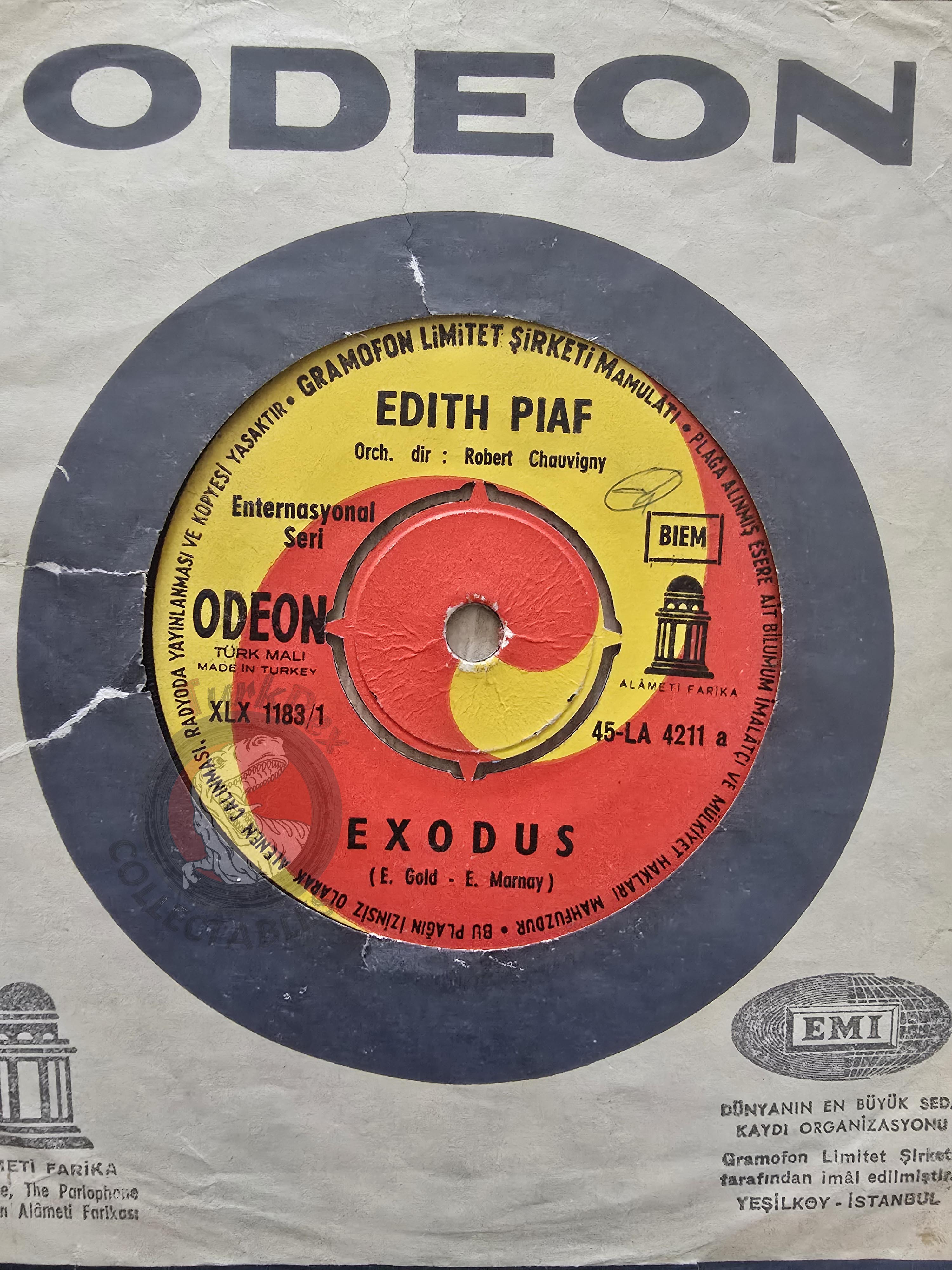 Edith Piaf – Exodus / C'est L'amour 7" Turkish Pressing Vinyl Turkey Edition