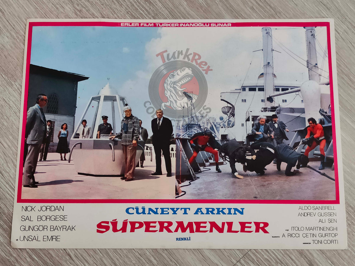 Süpermenler - 3 Supermen Against the Godfather Lobby Card Turkish Movie Superman 3