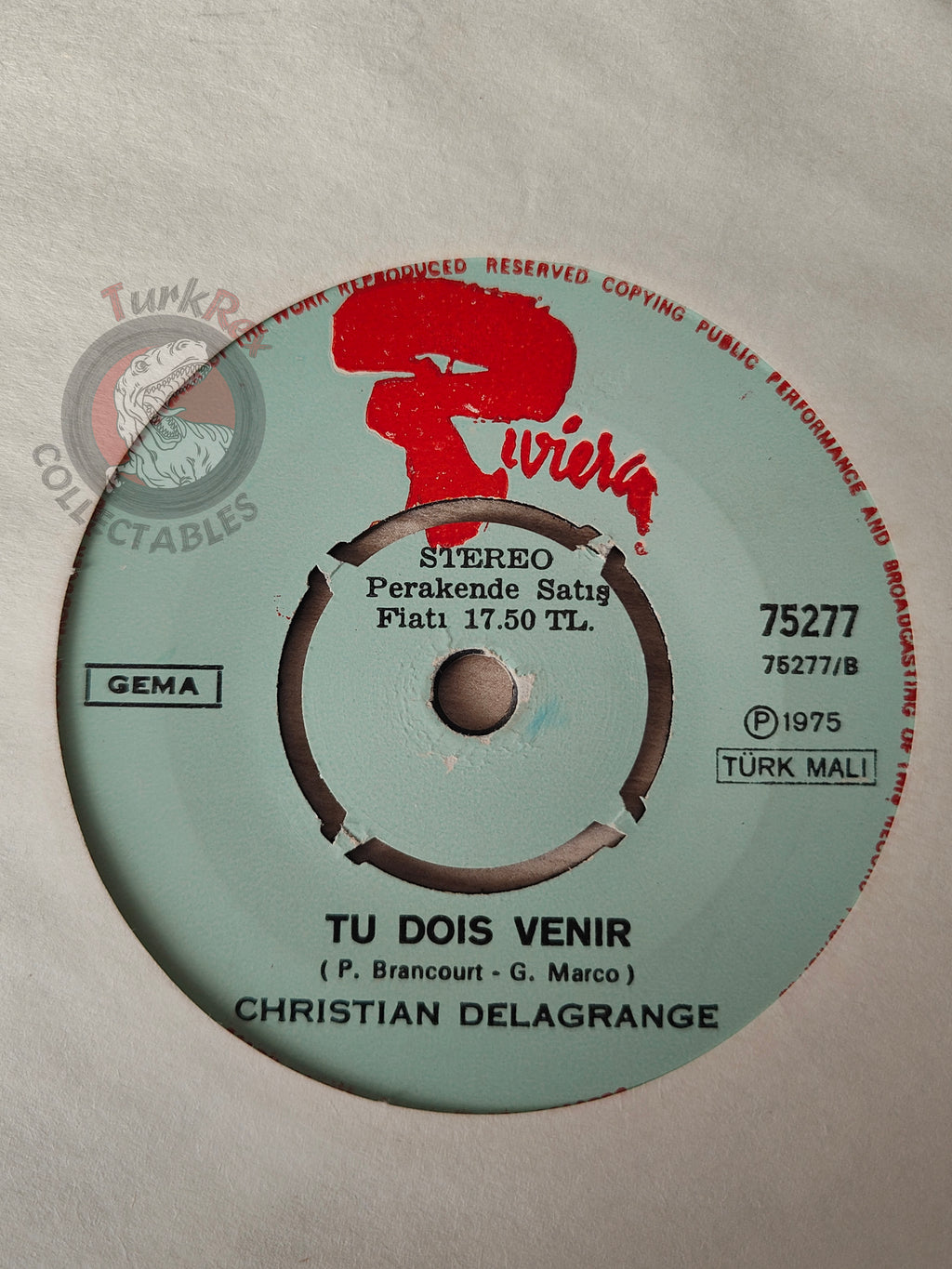 Christian Delagrange – Je T'Aimerai Mon Amour 7" Promo Turkish Pressing Vinyl Turkey Edition