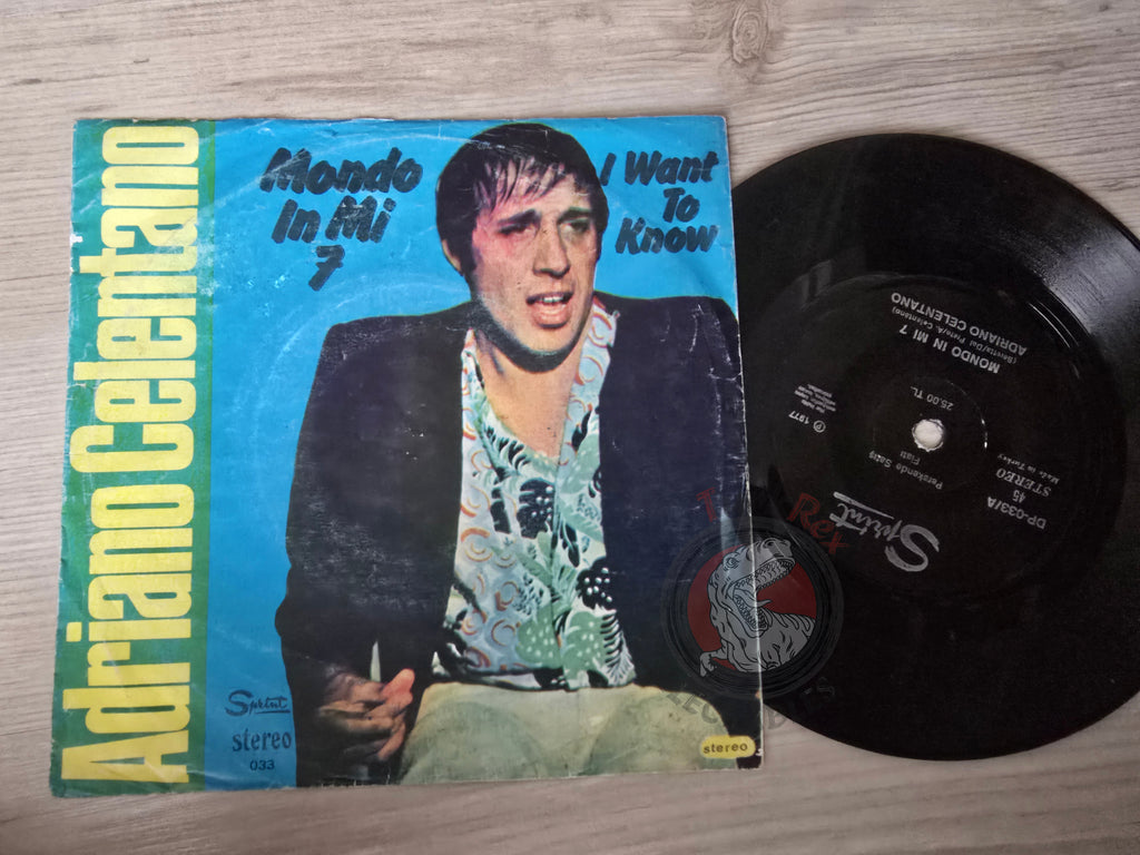 Adriano Celentano –  Mondo In Mi 7 7" Turkish Pressing Vinyl Turkey Edition