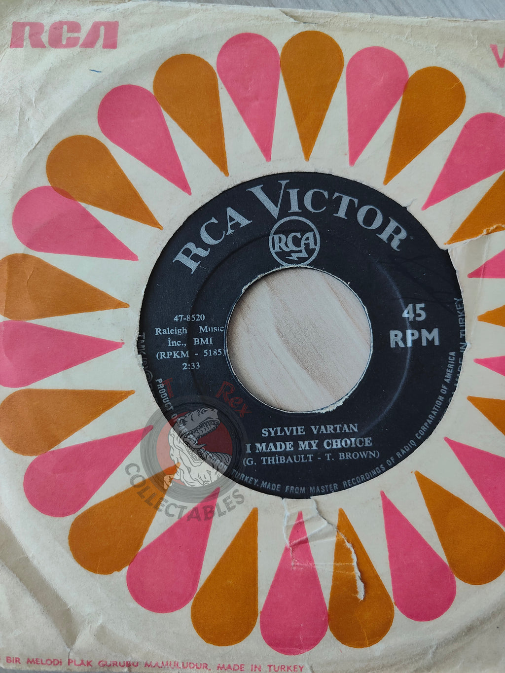 Sylvie Vartan –  I Made My Choice 7" Turkish Pressing Vinyl Turkey Edition