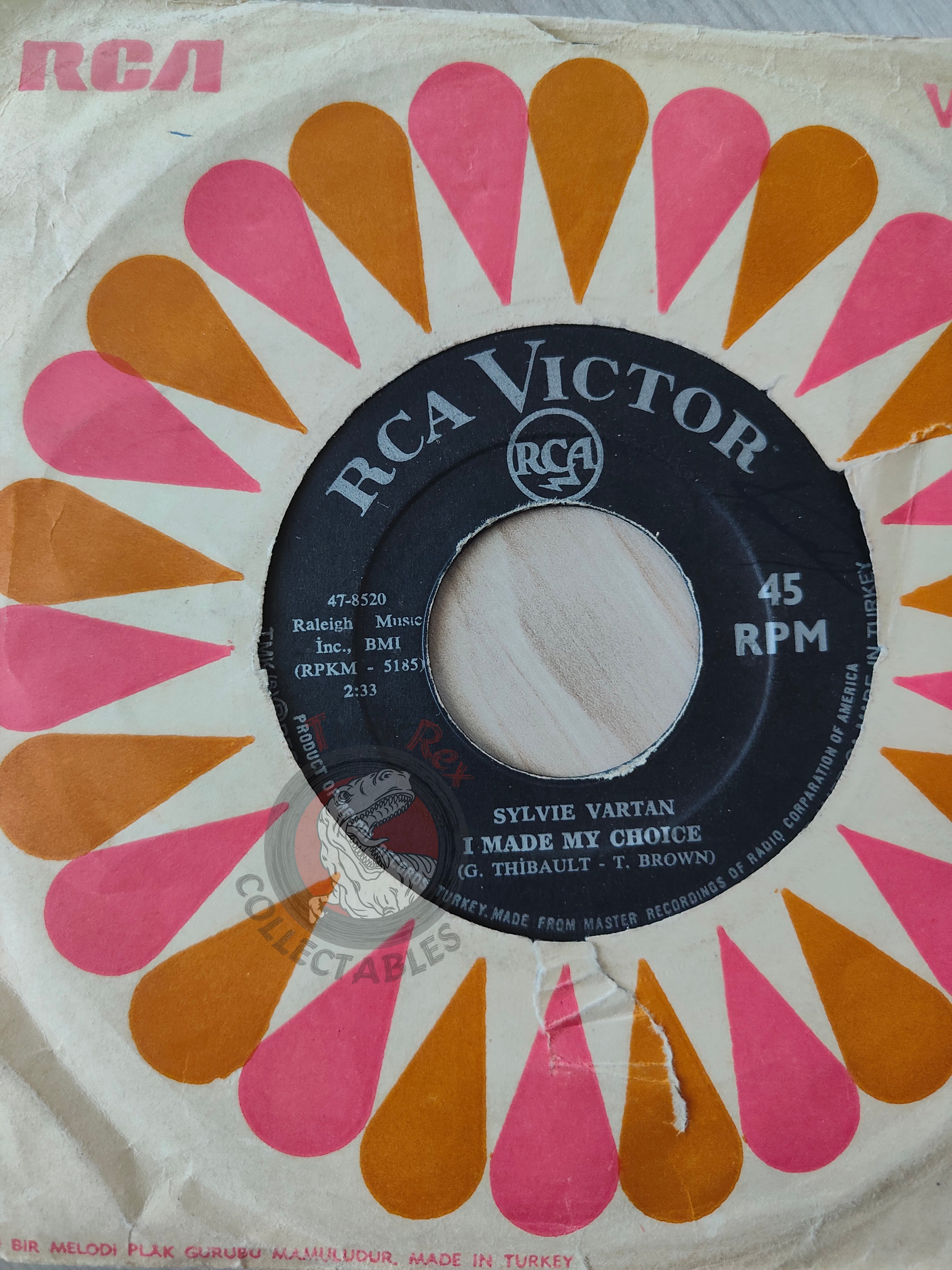 Sylvie Vartan –  I Made My Choice 7" Turkish Pressing Vinyl Turkey Edition