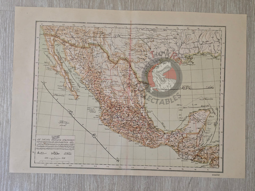 Mexico 1895 Ottoman Atlas Map Empire America United States