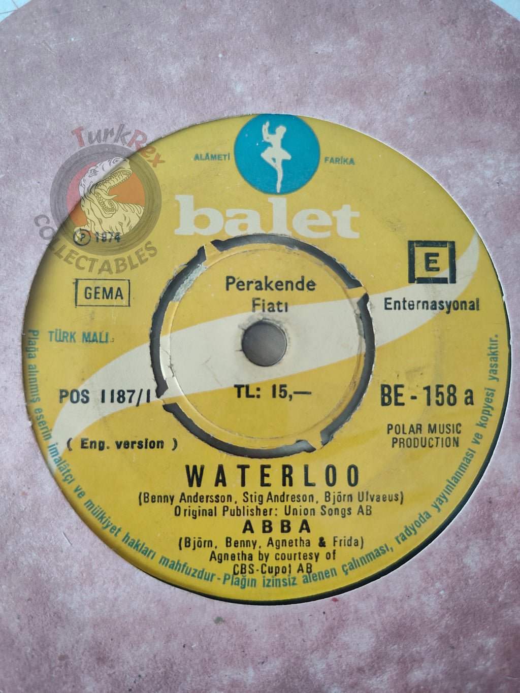 ABBA – Waterloo 7" Turkish Pressing Vinyl Turkey Edition Eurovision 1974 2